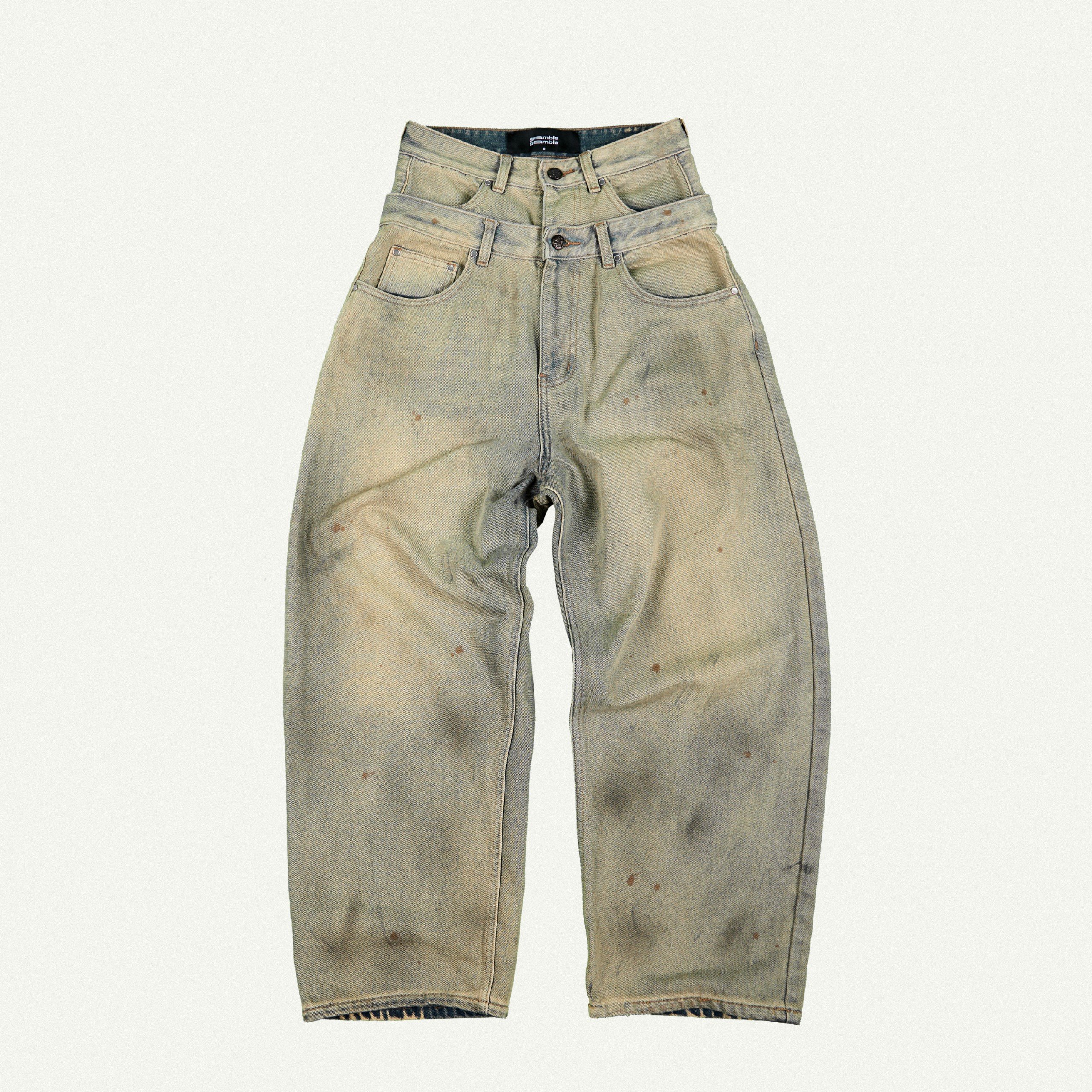 Mô tả DOUBLE-WAISTED BAGGY JEANS / MOONROCK - 1