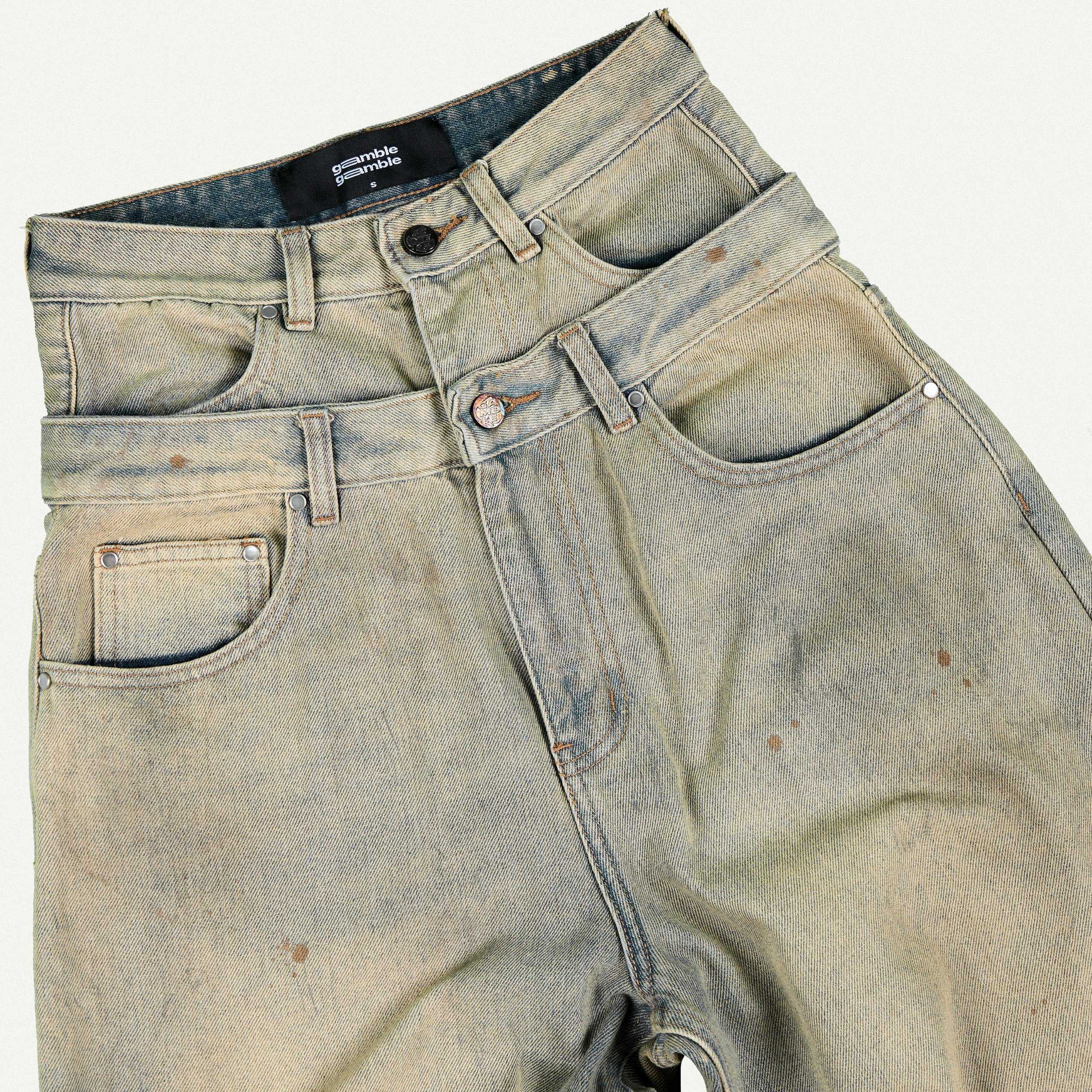 Mô tả DOUBLE-WAISTED BAGGY JEANS / MOONROCK - 3