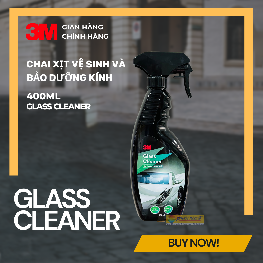 Mô tả Chai xịt bảo dưỡng và vệ sinh kính xe hơi 3M GLASS CLEANER - 400ml - 1