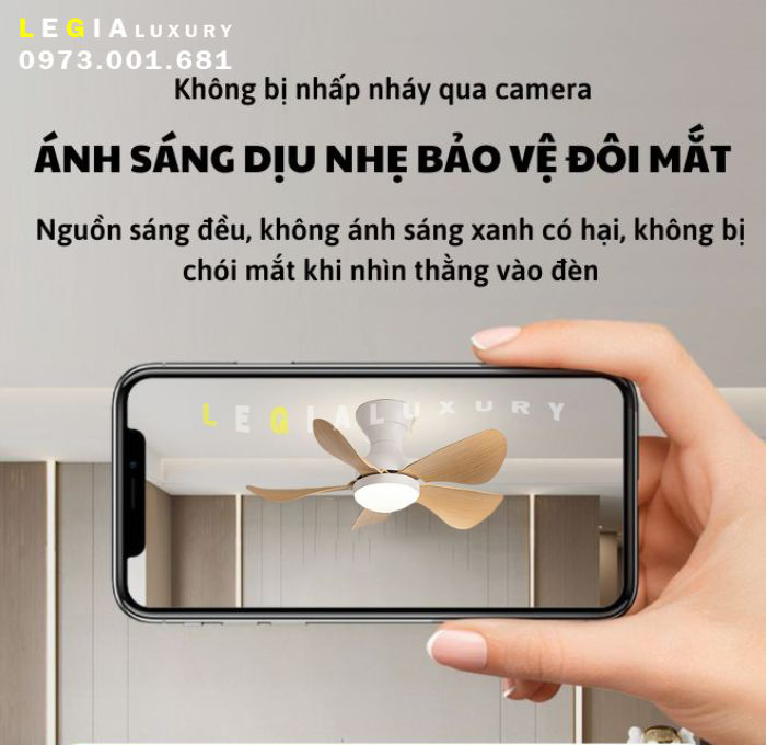 Mô tả Quạt Trần Mini Có Đèn Lê Gia LGFAN650 - Chiều Cao 23cm - Sải Cánh 73cm - Bảo Hành 5 Năm - 2
