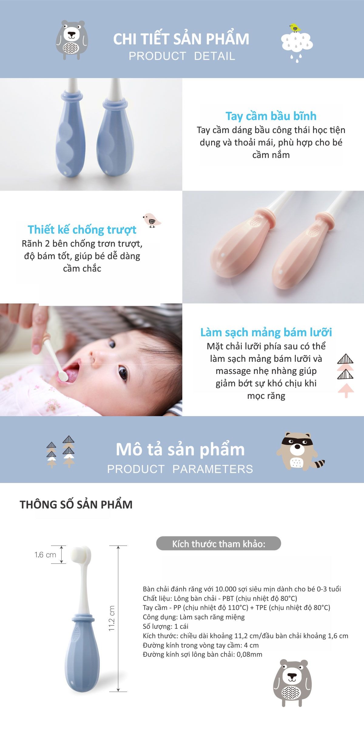 Mô tả Bàn chải đánh răng lông mềm cho bé từ 0- 8 tuổi KU.KU DUCKBILL KU1148 - 10