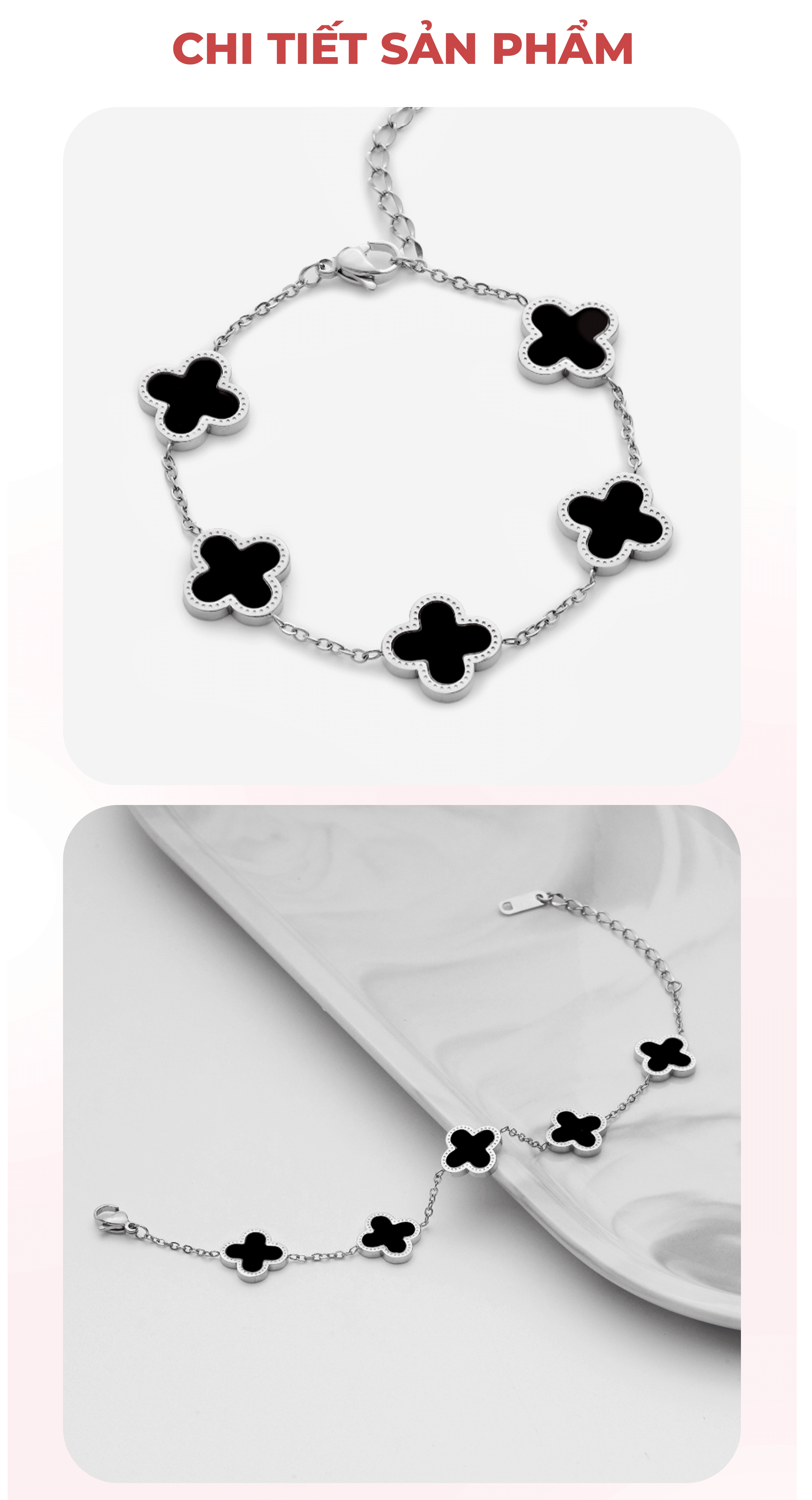 Mô tả Vòng tay nữ CDE Five Four Leaf Clovers Bracelet Silver CDE2026SV.BL - 3