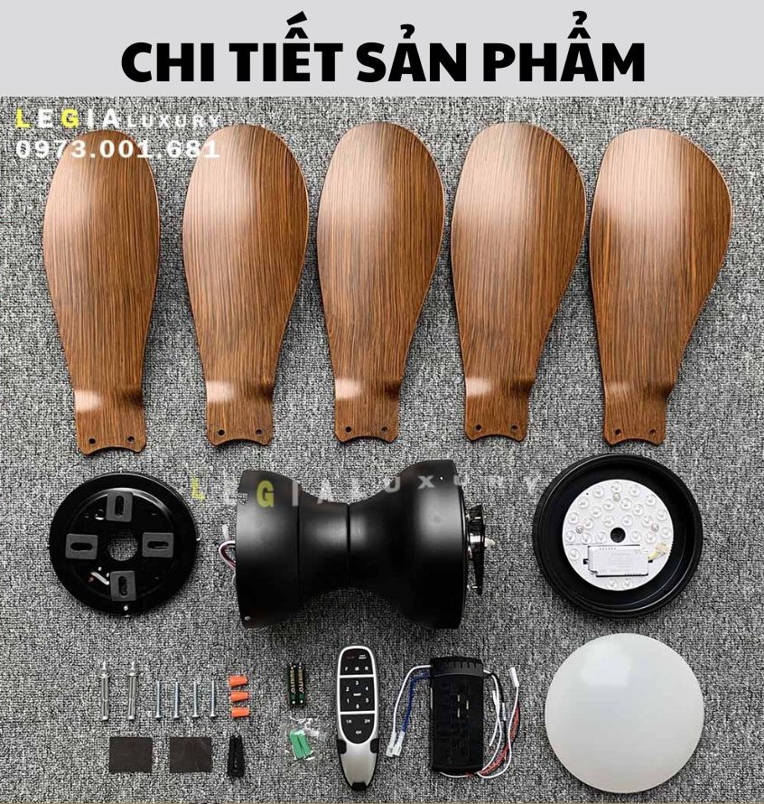 Mô tả Quạt Trần Mini Có Đèn Lê Gia LGFAN650 - Chiều Cao 23cm - Sải Cánh 73cm - Bảo Hành 5 Năm - 9