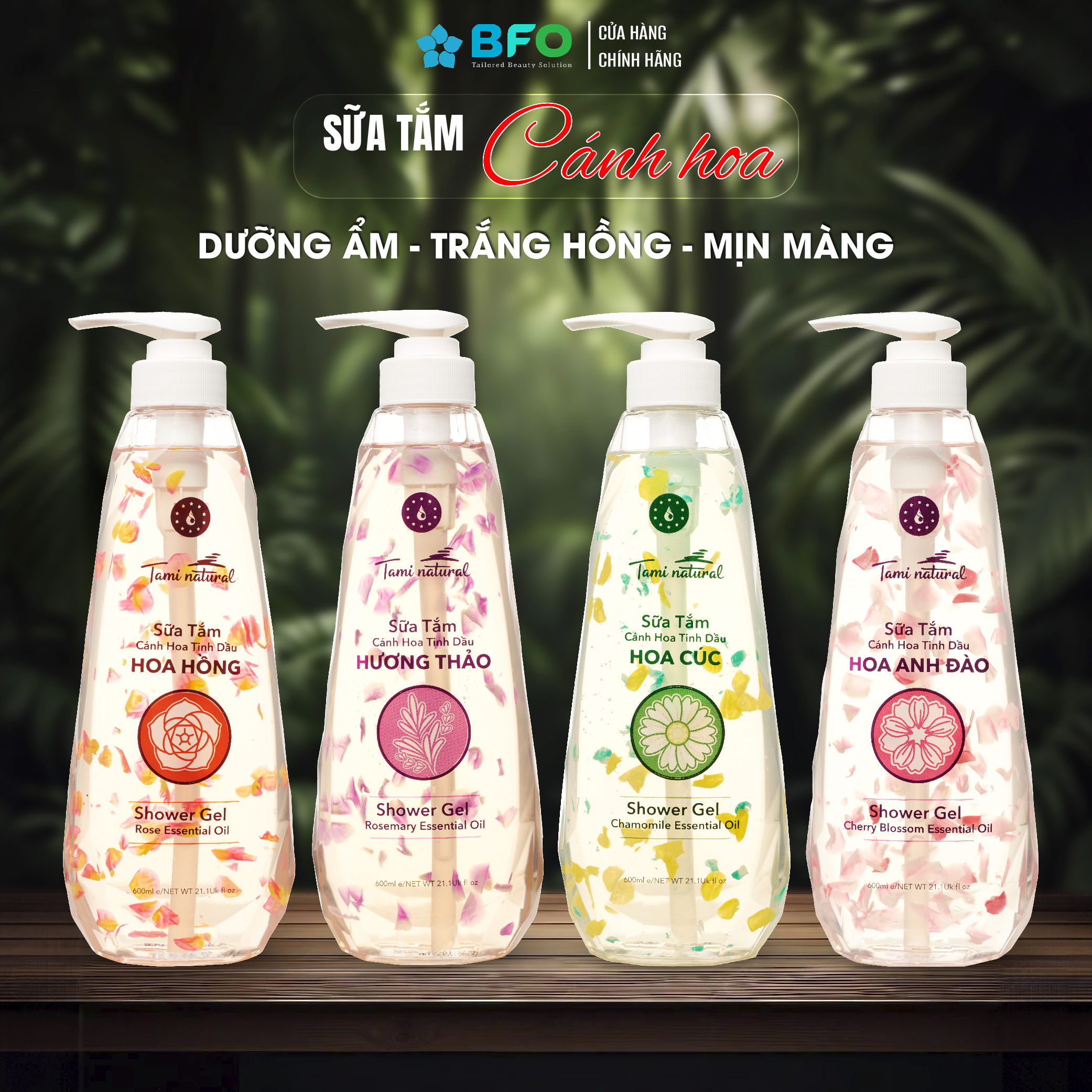 Mô tả Sữa Tắm Nước Hoa Dưỡng Ẩm Tinh Dầu Hoa Hồng Hương Thảo Tami Natural 600ml - 1