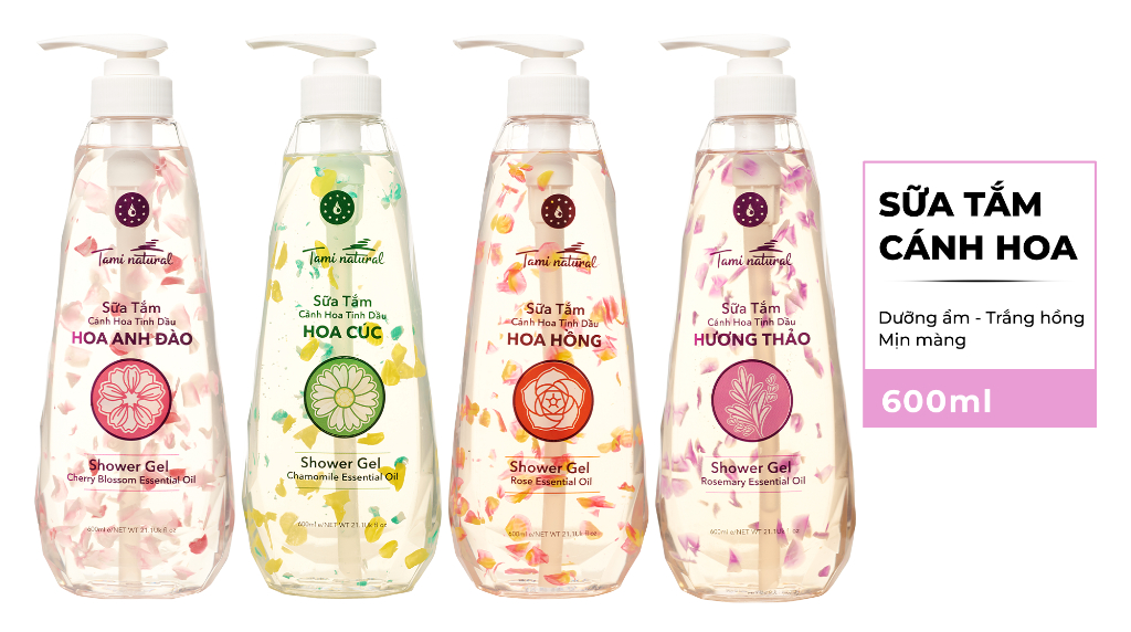 Mô tả Sữa Tắm Nước Hoa Dưỡng Ẩm Tinh Dầu Hoa Hồng Hương Thảo Tami Natural 600ml - 6