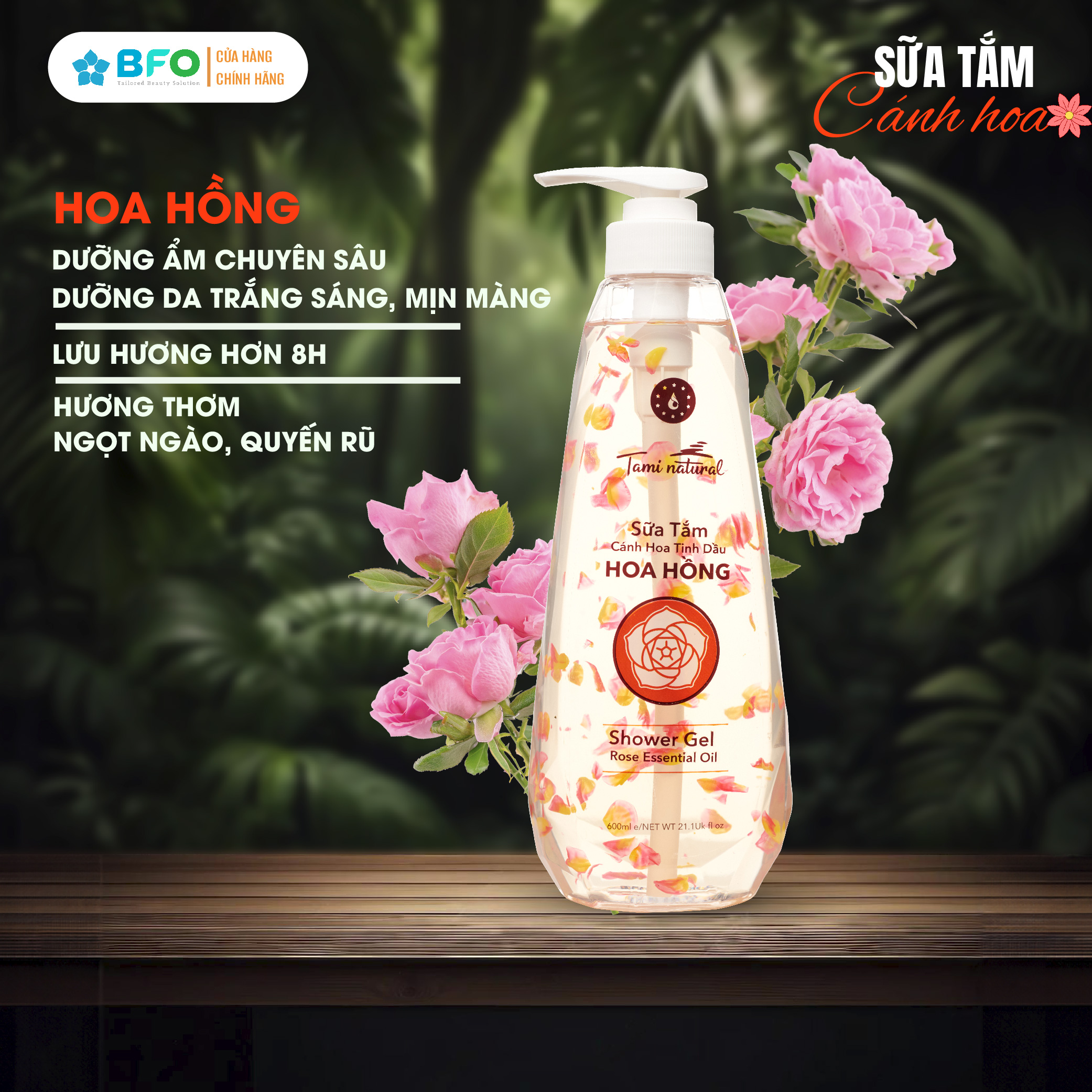Mô tả Sữa Tắm Nước Hoa Dưỡng Ẩm Tinh Dầu Hoa Hồng Hương Thảo Tami Natural 600ml - 3