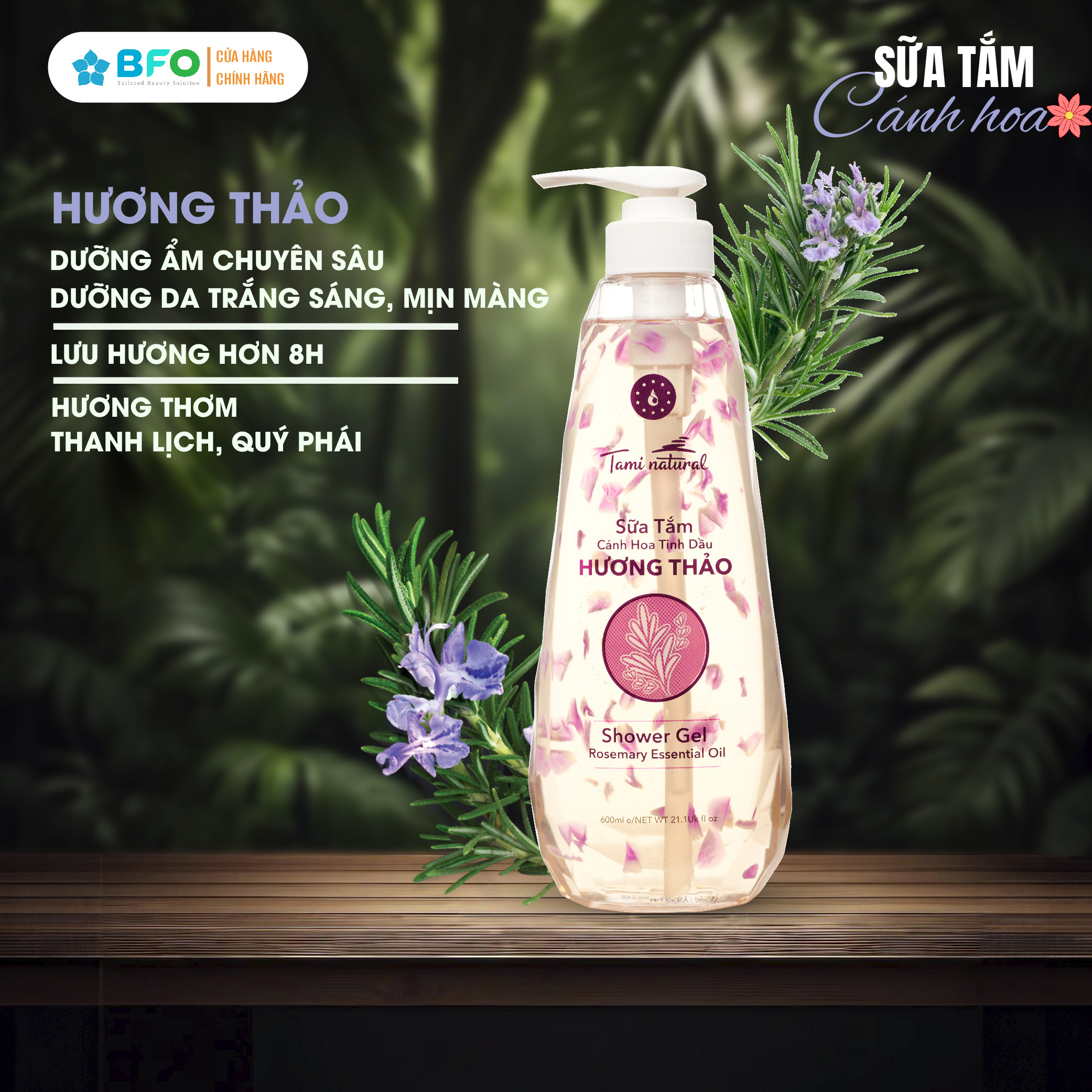 Mô tả Sữa Tắm Nước Hoa Dưỡng Ẩm Tinh Dầu Hoa Hồng Hương Thảo Tami Natural 600ml - 2
