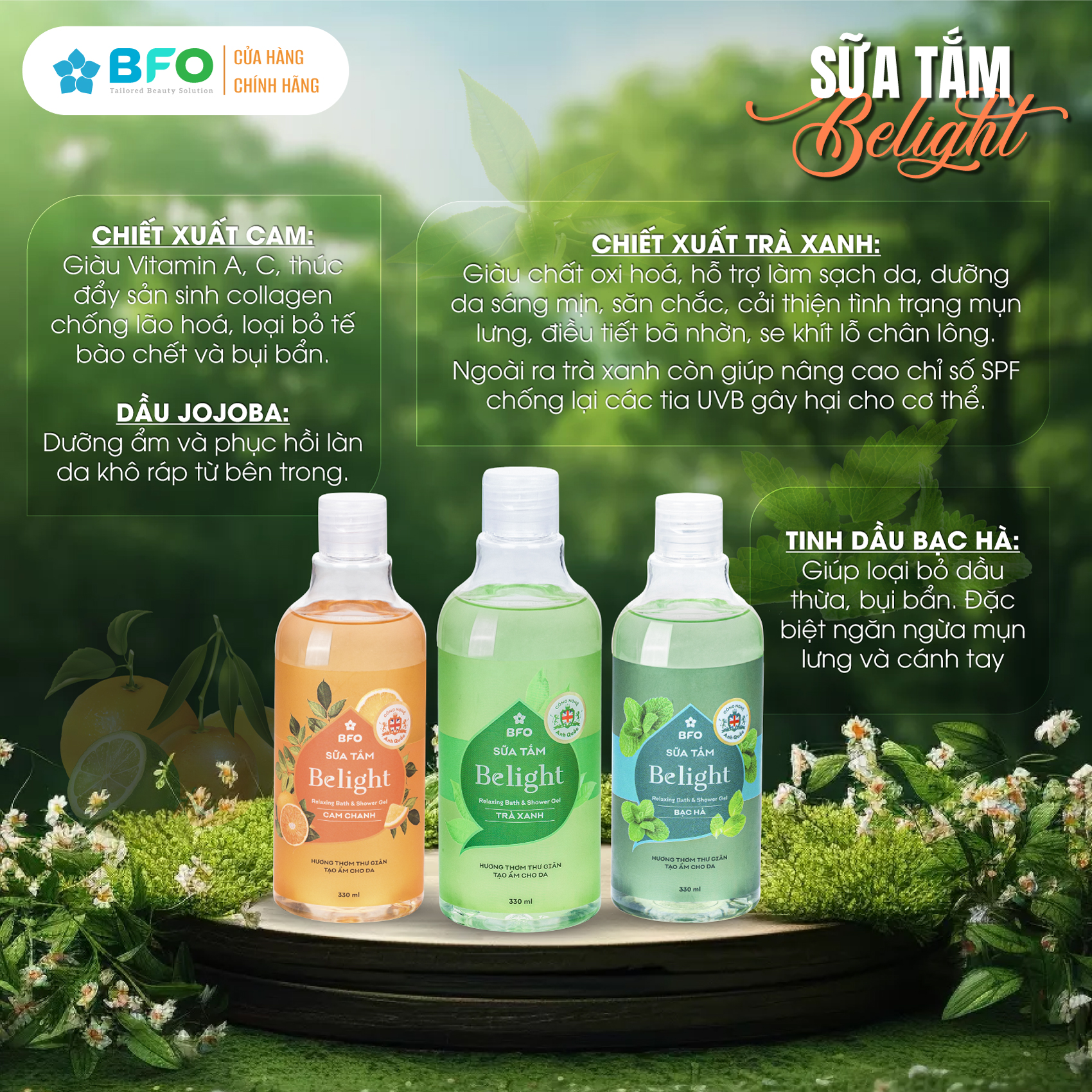 Mô tả Sữa Tắm Nước Hoa Dưỡng Ẩm Sáng Da BFO Belight Chai 330ml - 5
