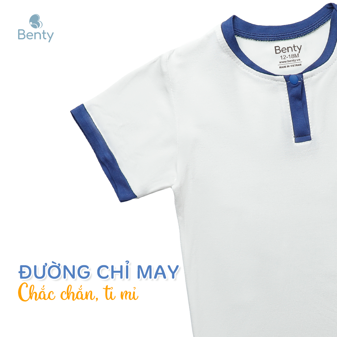 Mô tả Bộ cộc tay cổ trụ BENTY sang trọng cotton mềm mịn, đồ bộ mặc đi chơi cho bé trai, bé gái - 4
