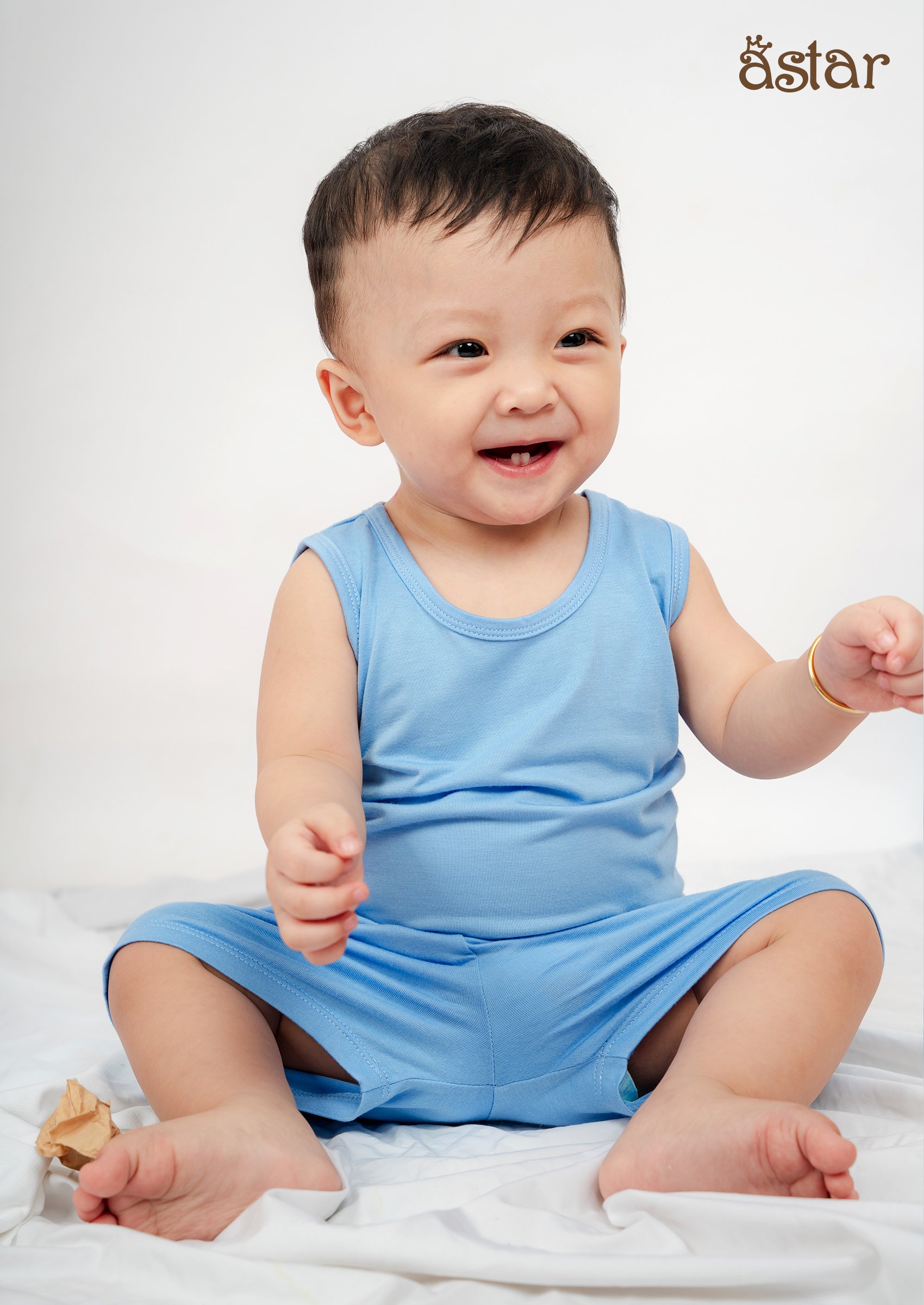 Mô tả Bộ ba lỗ màu trơn Astar vải cotton rayon cho bé trai, bé gái 9 tháng đến 6 tuổi - 2