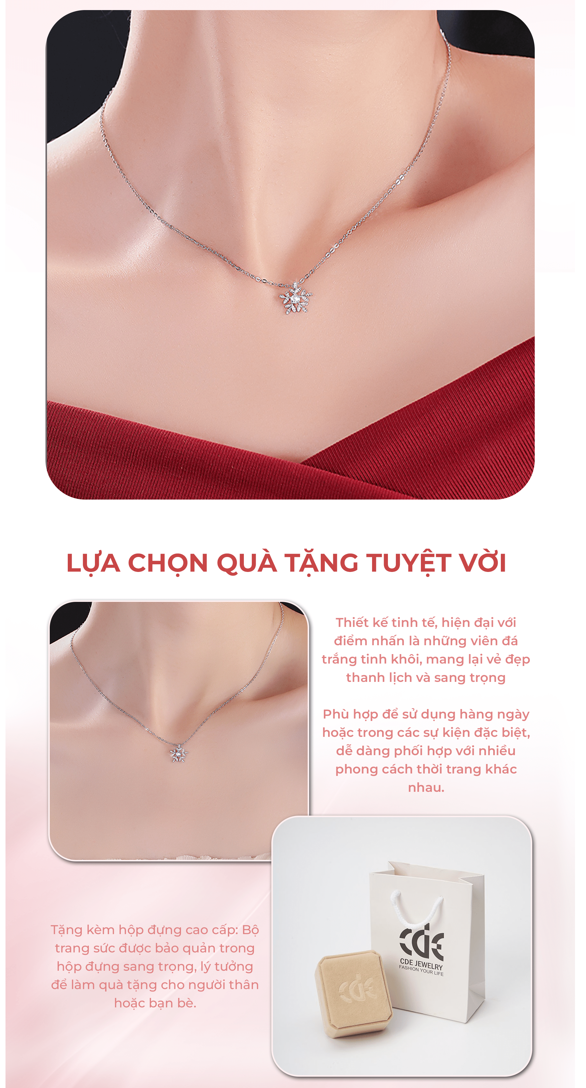 Mô tả Dây chuyền bạc CDE bông tuyết Snowflakes Necklace Silver CDE6065SV - Dây chuyền nữ bạc S925 - 5