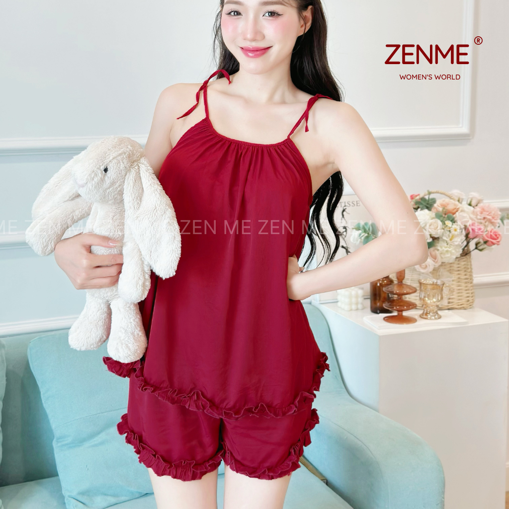 Mô tả Bộ Đồ Ngủ Nữ Hai Dây Bèo Chất Đũi mềm mịn nhẹ nhàng nữ tính BDB0624, Zen Me Women's World - 1