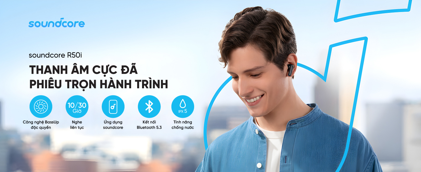 Mô tả Tai nghe bluetooth soundcore R50i (P20i) siêu nhỏ gọn | 30 giờ phát nhạc | Chống nước IPX5 - 1