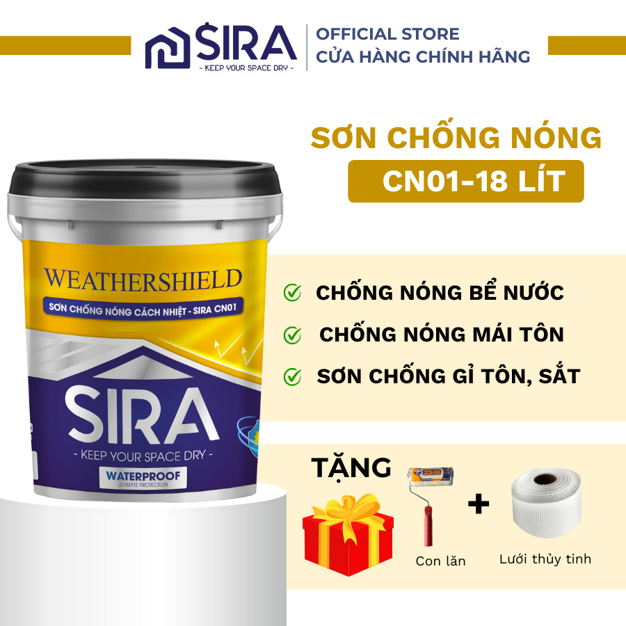 18L Lít Sơn Chống Nóng SIRA CN01, Chống Gỉ mái tôn, téc nước, tấm lớp ...