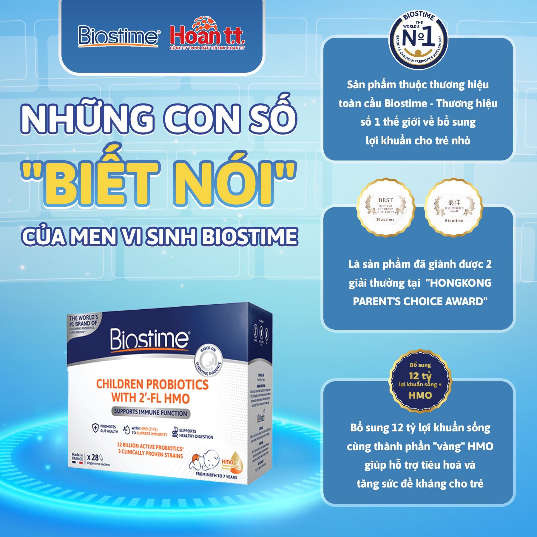 Mô tả Men Vi Sinh Biostime Children Probiotics With 2' - FL HMO, Cân Bằng Hệ Tiêu Hóa Giúp Bé Phát Triển Triển Trí Não - 1