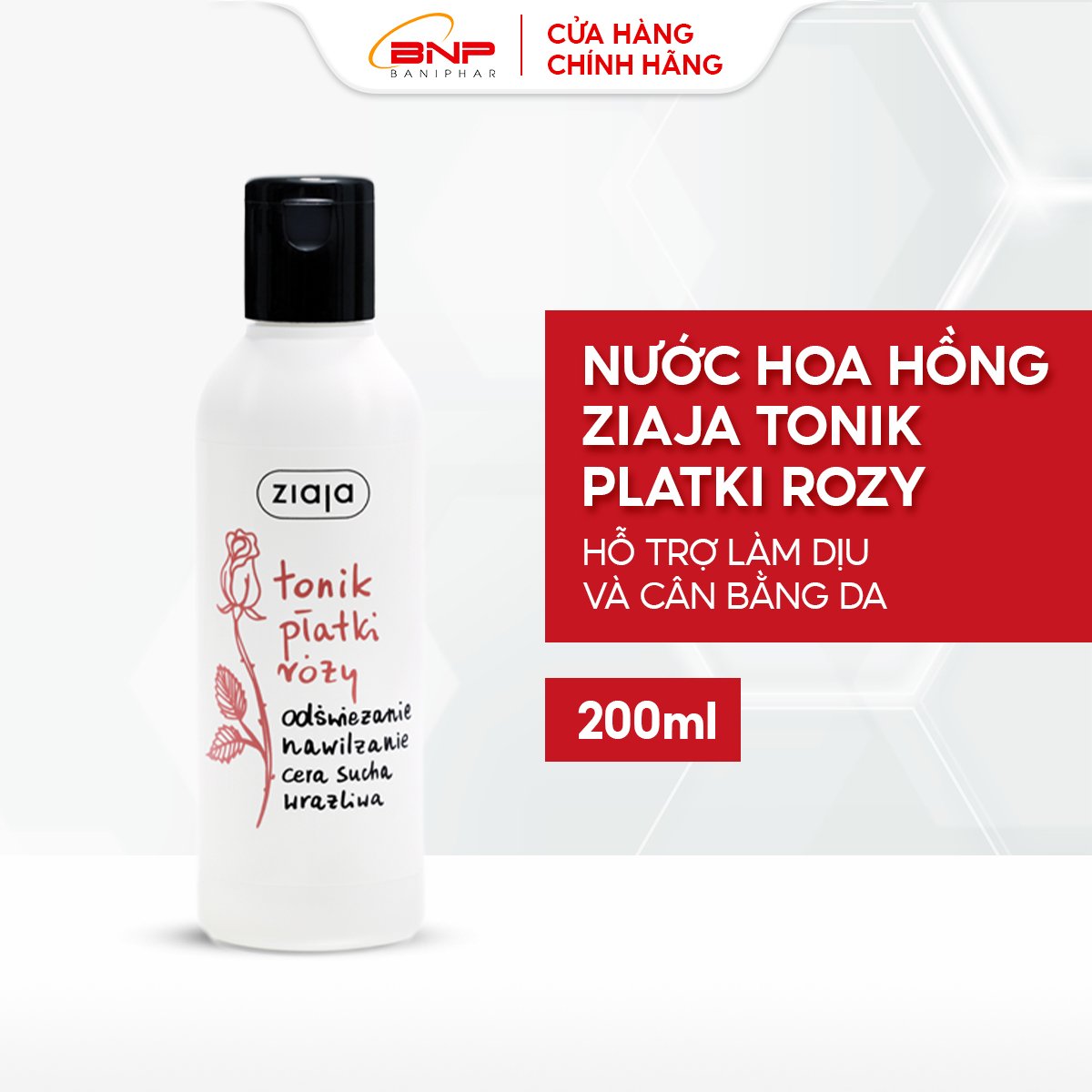 Mô tả Nước Cân Bằng Dưỡng Ẩm Da Tonik Platky Rozy ZIAJA Chiết Xuất Từ Hoa Hồng, Giúp Làm Se Khít Lỗ Chân Lông 200ml - 1