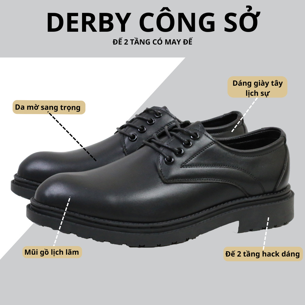 Mô tả Giày công sở derby da thời trang INICHI G1220 đế cao su 2 tầng có may đế - 2