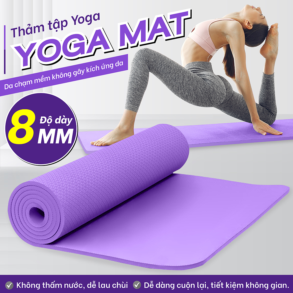 Mô tả BG-Thảm tập YOGA GYM 8MM Bám Sàn Chống Trượt Dễ Vệ Sinh,Chất Liệu Thảm Tập Yoga TPE,dễ gấp gọn - 2