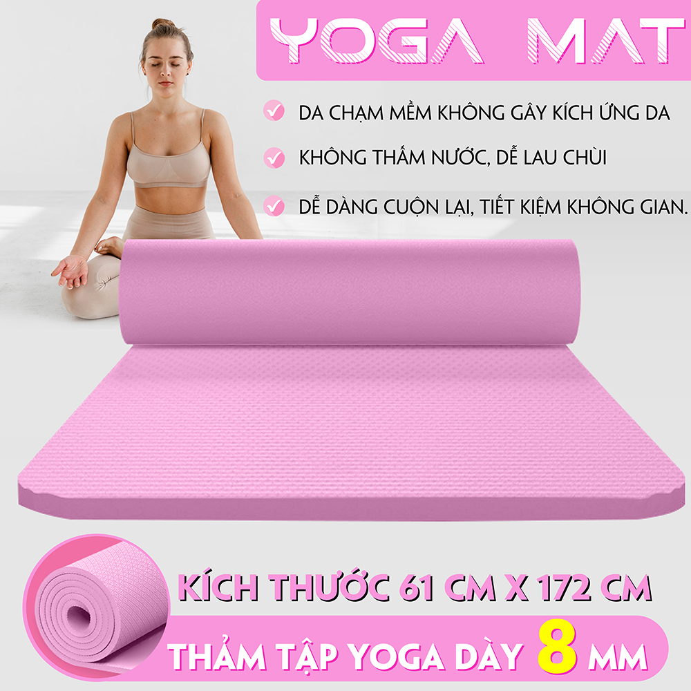 Mô tả BG-Thảm tập YOGA GYM 8MM Bám Sàn Chống Trượt Dễ Vệ Sinh,Chất Liệu Thảm Tập Yoga TPE,dễ gấp gọn - 4