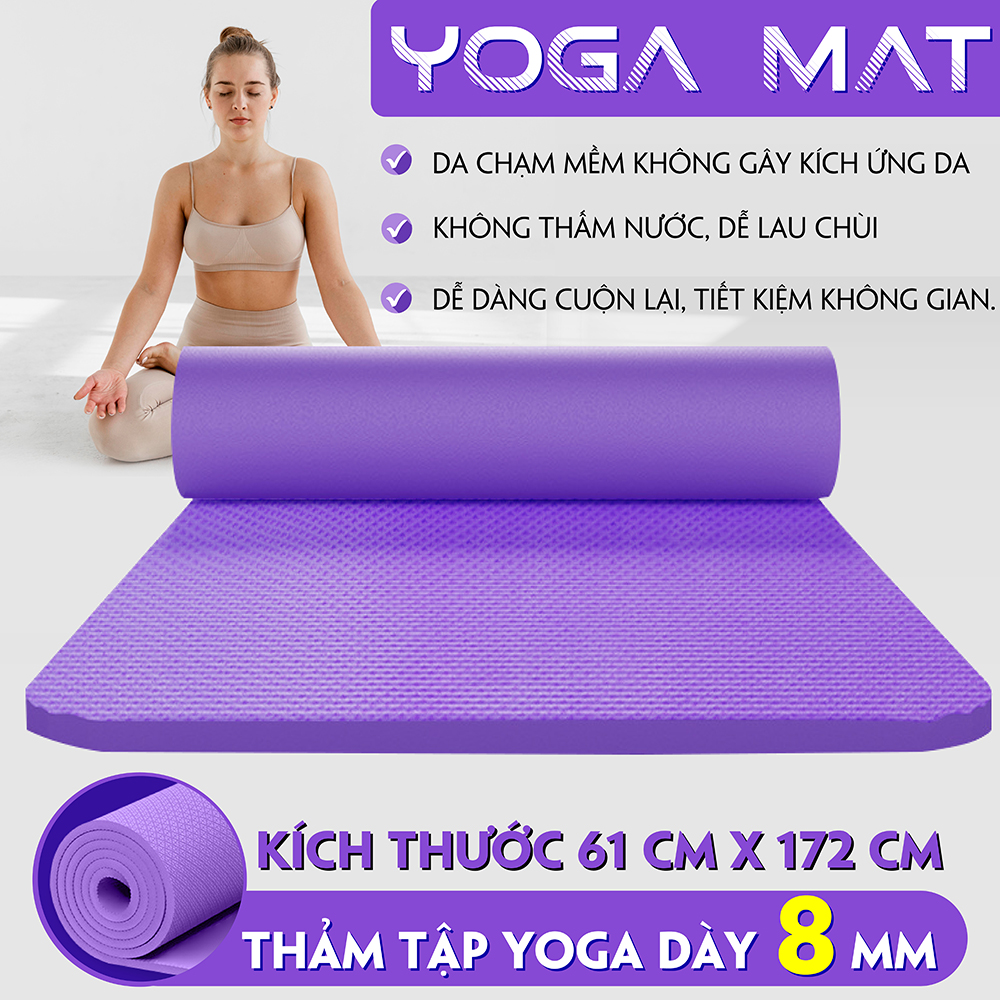 Mô tả BG-Thảm tập YOGA GYM 8MM Bám Sàn Chống Trượt Dễ Vệ Sinh,Chất Liệu Thảm Tập Yoga TPE,dễ gấp gọn - 11