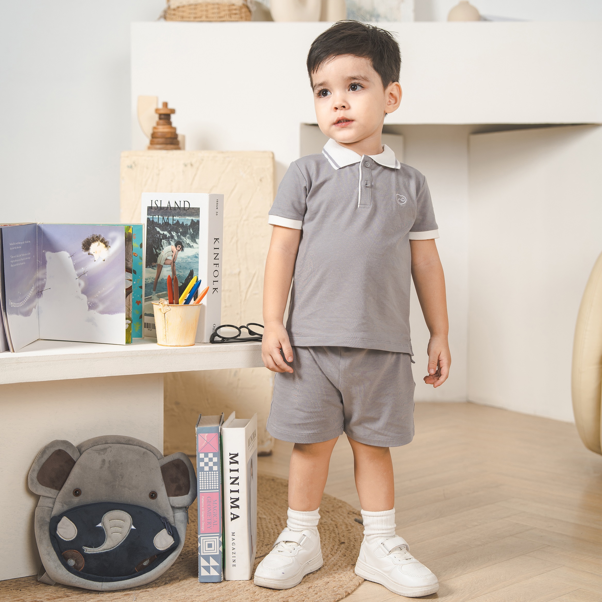 Mô tả Bộ quần áo ngắn tay cổ Polo BU Baby cho bé chất liệu sợi tre và bông hữu cơ - Ponie BPN130308 | Quần áo chính hãng - 4