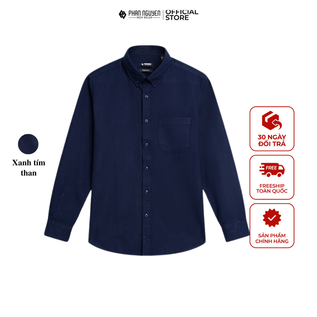 Mô tả Áo sơ mi dài tay nam Phan Nguyễn, chất liệu cotton mềm, mát, thấm hút tốt, form regular fit SMD.1371 - 1