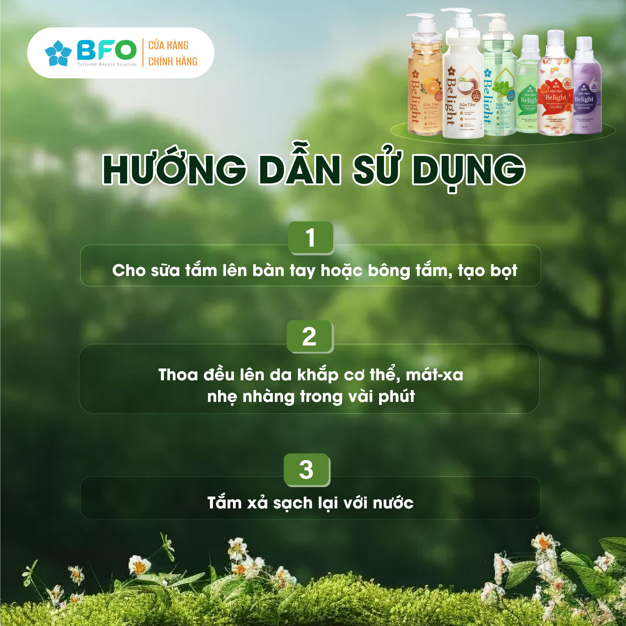 Mô tả Sữa Tắm Cánh Hoa Tinh Dầu Dưỡng Trắng Da Mịn Màng Lưu Hương Quyến Rũ Belight 330ml - 5