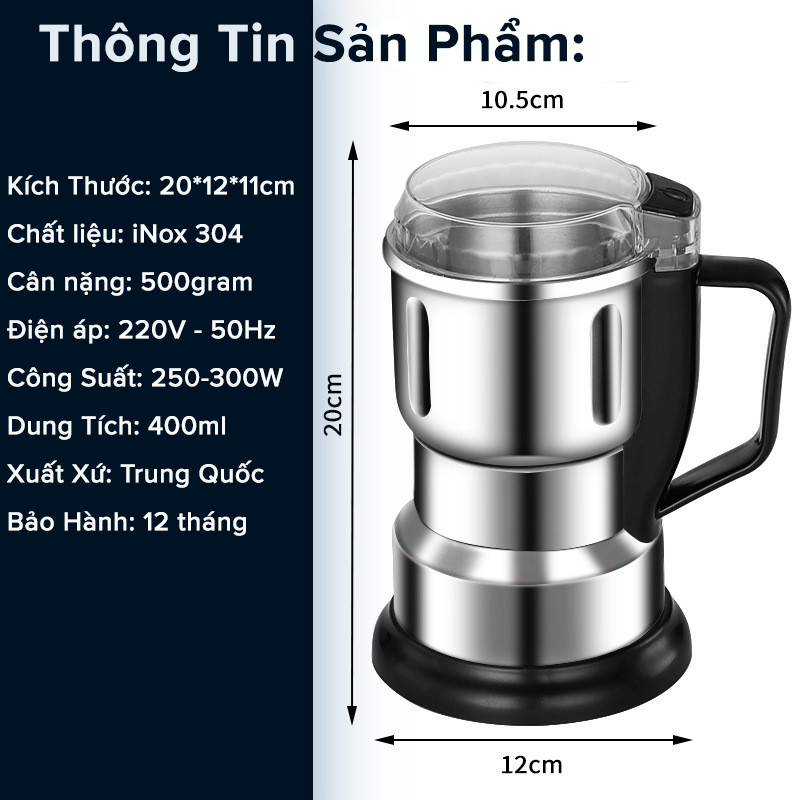 Mô tả Máy Xay Hạt Khô, Xay Bột, Gia Vị, Cà Phê Đa Năng Công Suất 250-300W 6 - 8 Lưỡi Dao Cực Bén Cối Inox Chính Hãng Amalife - 2