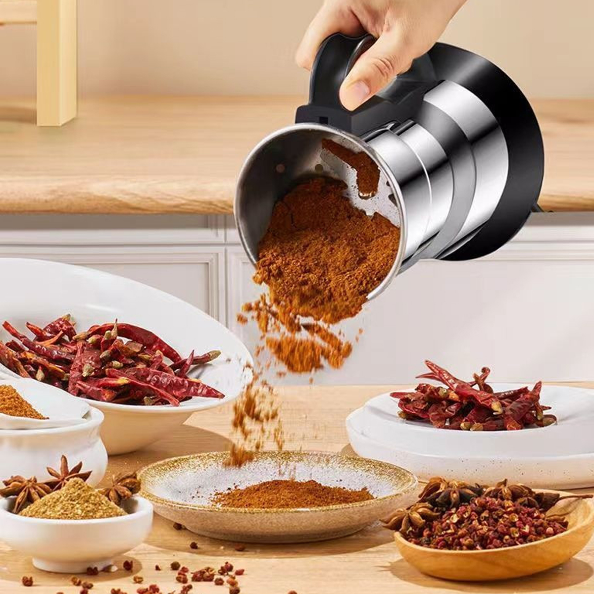 Mô tả Máy Xay Hạt Khô, Xay Bột, Gia Vị, Cà Phê Đa Năng Công Suất 250-300W 6 - 8 Lưỡi Dao Cực Bén Cối Inox Chính Hãng Amalife - 5