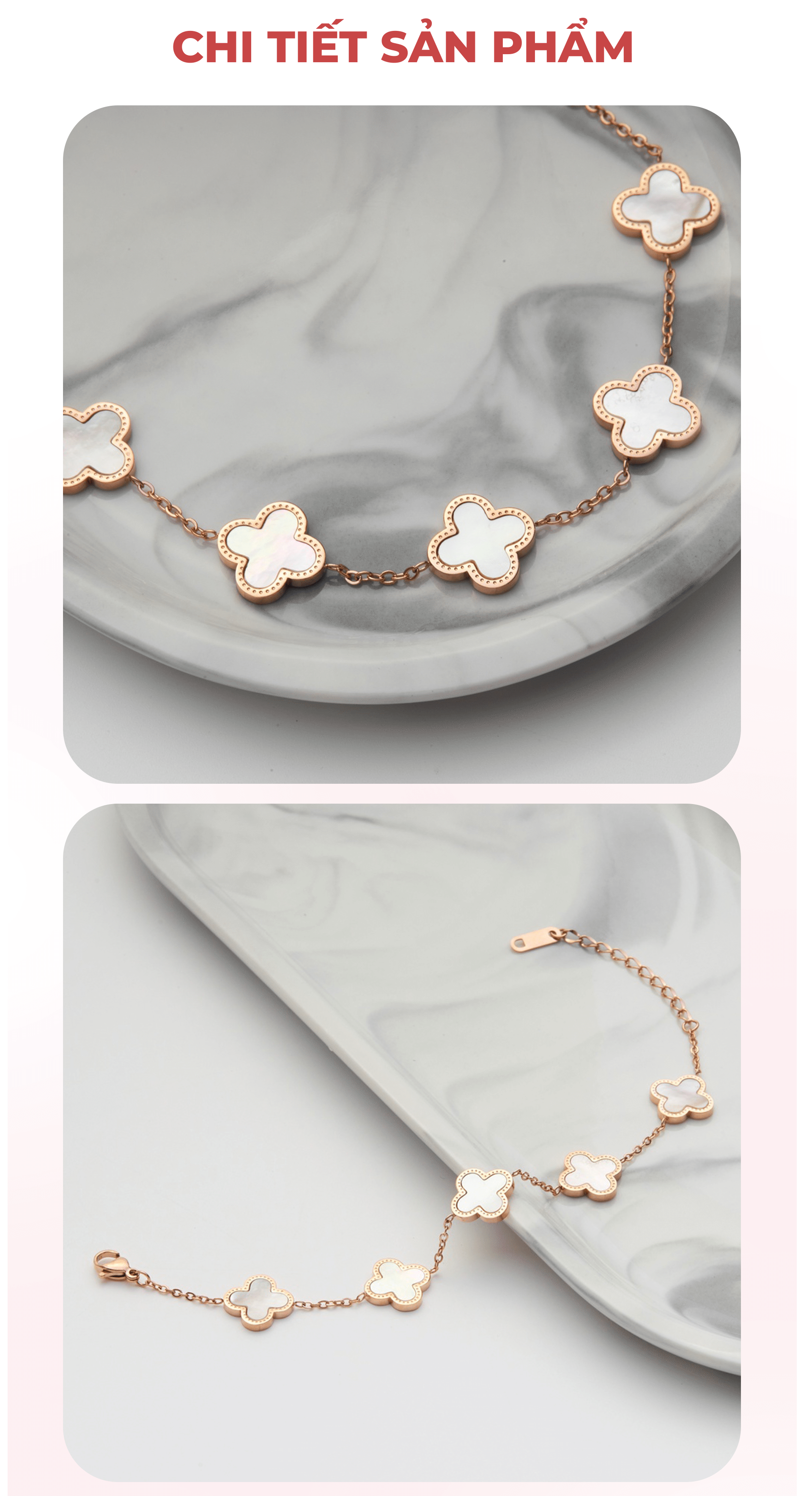 Mô tả Vòng tay nữ CDE Five Four Leaf Clovers Bracelet Rose Gold CDE2026RG - 3