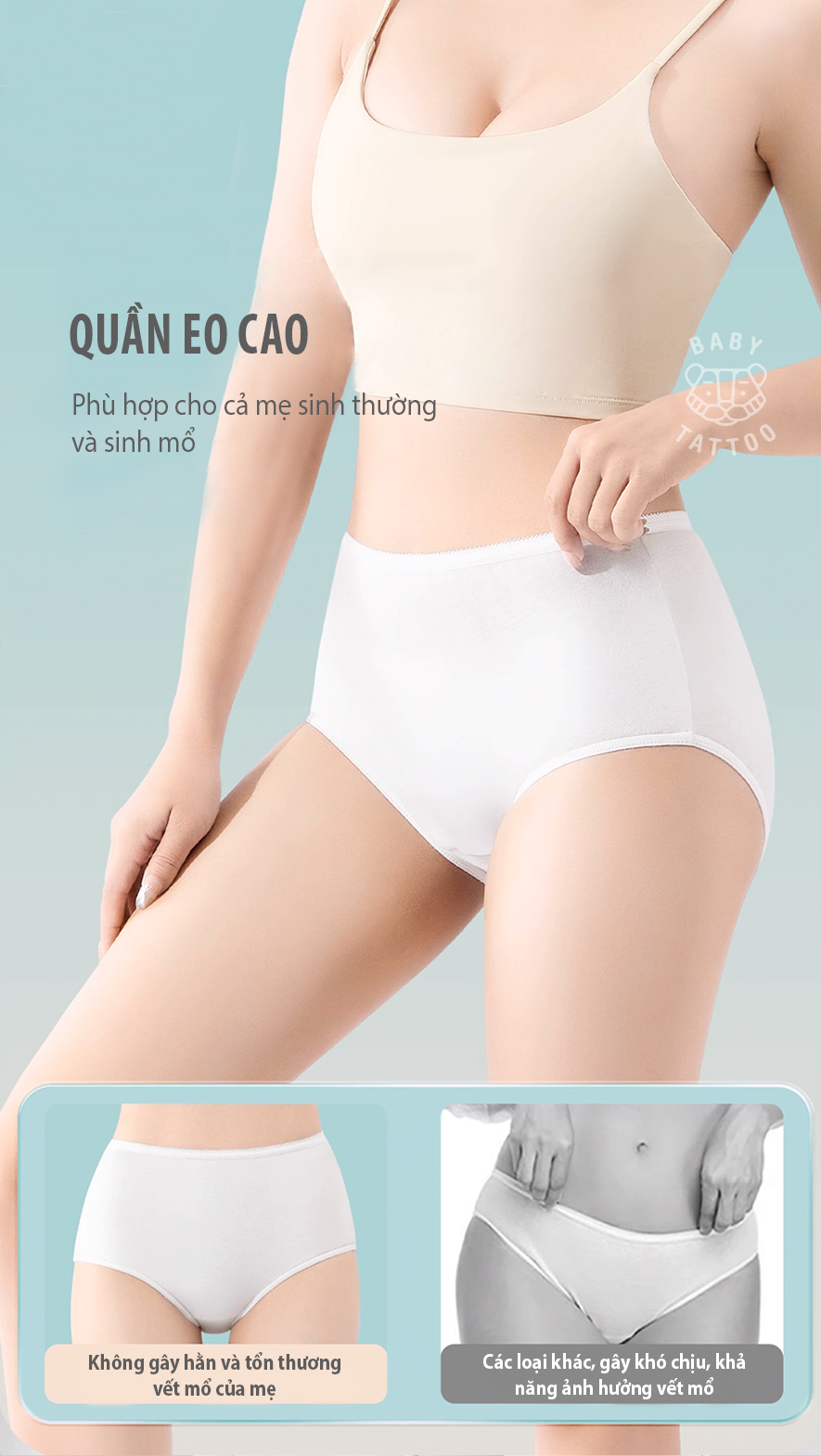 Mô tả Quần Lót Giấy BABY TATTOO, Quần Lót Sử Dụng 1 Lần Cho Chị Em Phụ Nữ Và Mẹ Bầu - 6