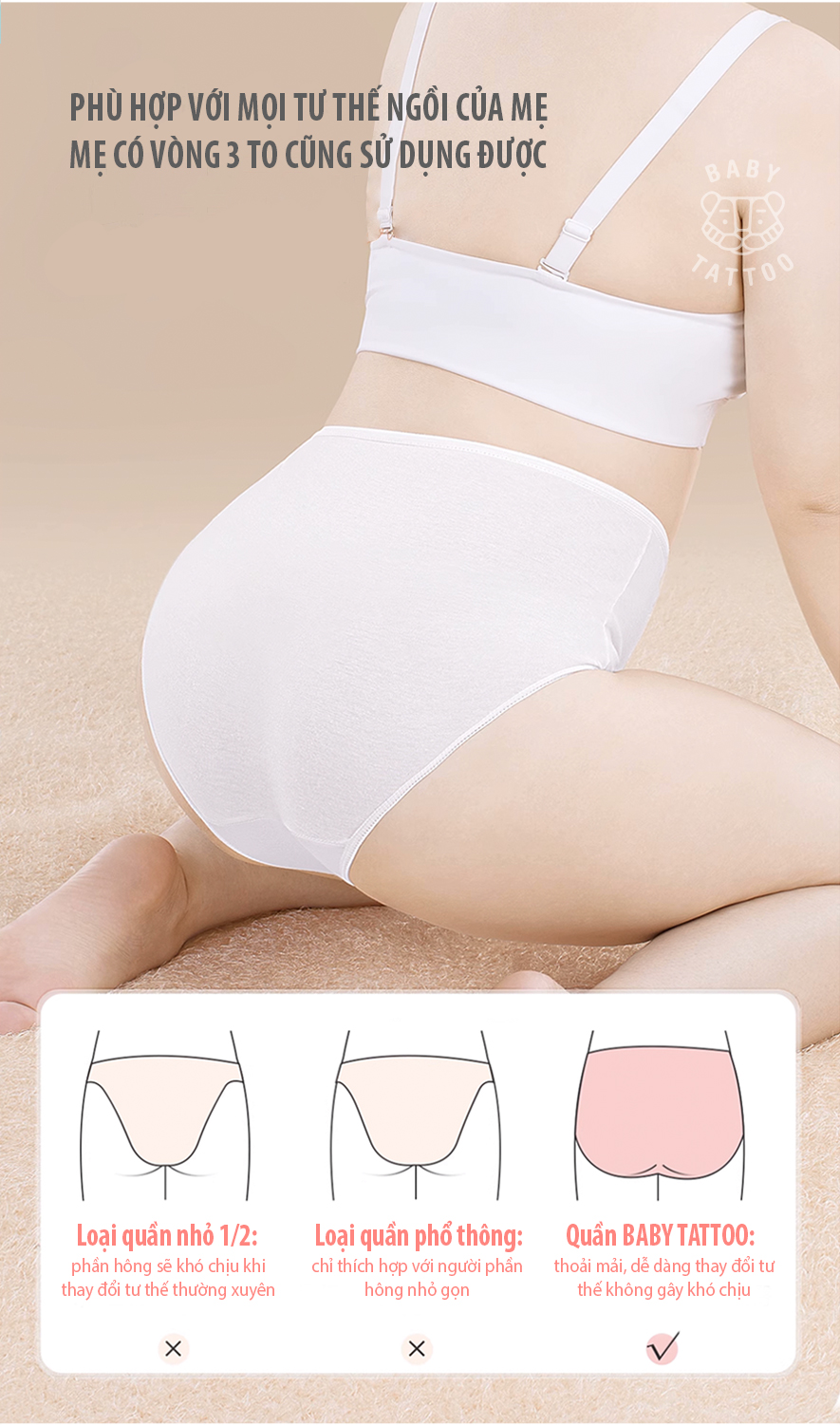 Mô tả Quần Lót Giấy BABY TATTOO, Quần Lót Sử Dụng 1 Lần Cho Chị Em Phụ Nữ Và Mẹ Bầu - 8