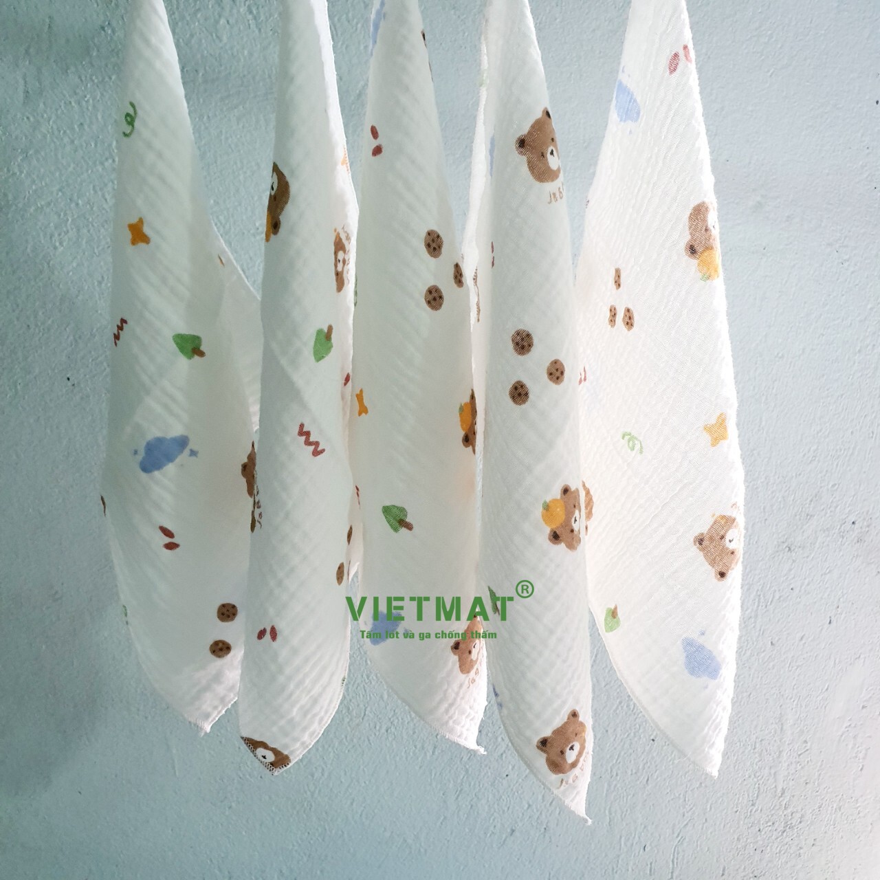 Mô tả Set 5 khăn sữa trẻ em TILO vải muslin 100% cotton mềm mịn, thoáng mát và hút nước mạnh - 7