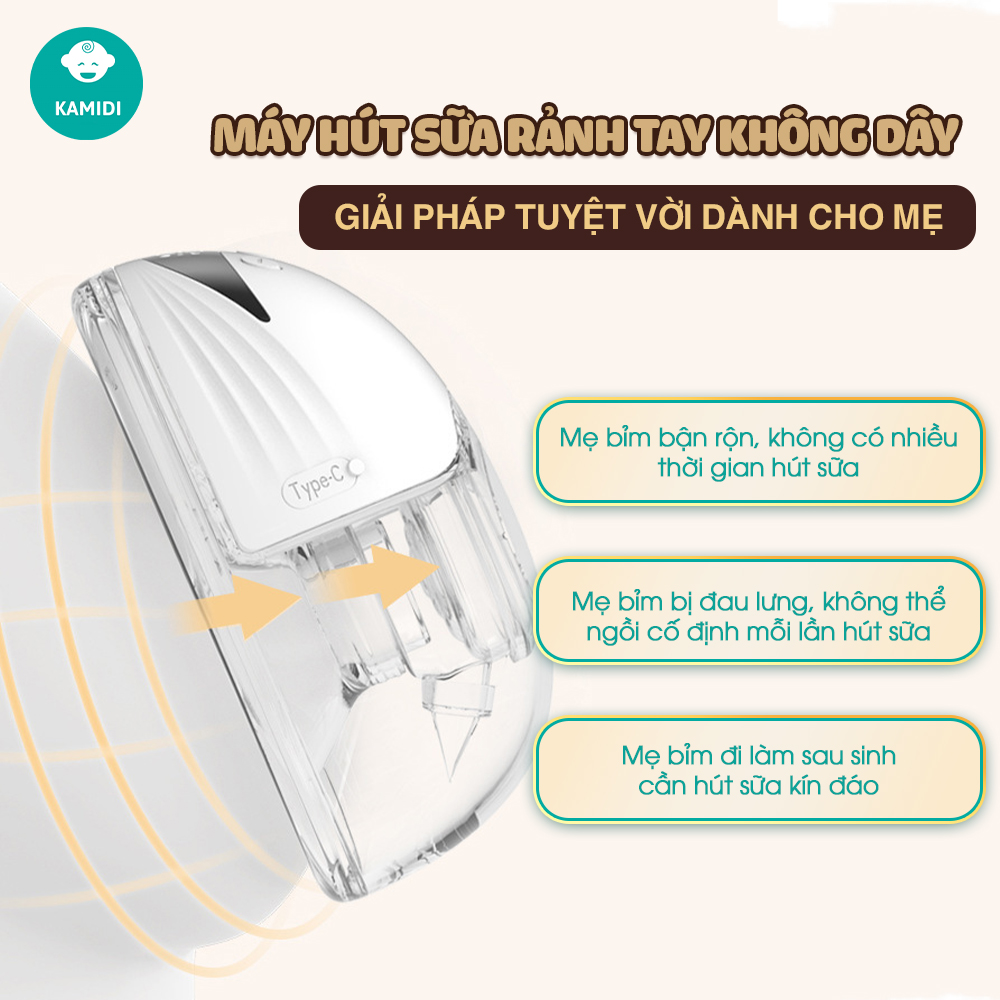 Mô tả Máy Hút Sữa Không Dây Kamidi Smart Máy Hút Sữa Rảnh Tay 4 chức năng kèm 12 cấp độ - 1