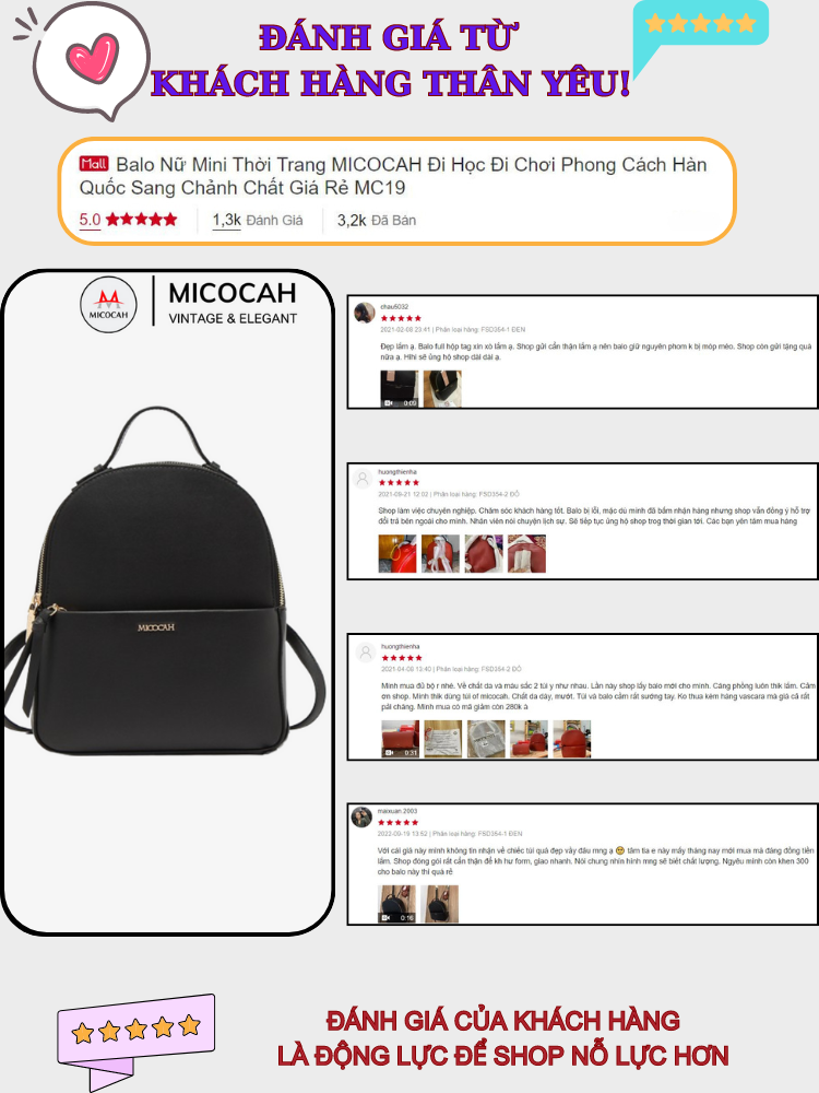 Mô tả Balo Nữ Mini Thời Trang MICOCAH Đi Học Đi Chơi Phong Cách Hàn Quốc Sang Chảnh MC19 (KÈM HỘP) - 2