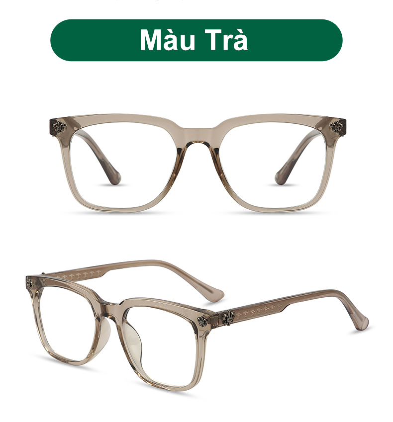 Mô tả Gọng kính cận thời trang nam nữ ANDU dáng vuông chống tia UV chất liệu titanium cao cấp - 72318 - 8