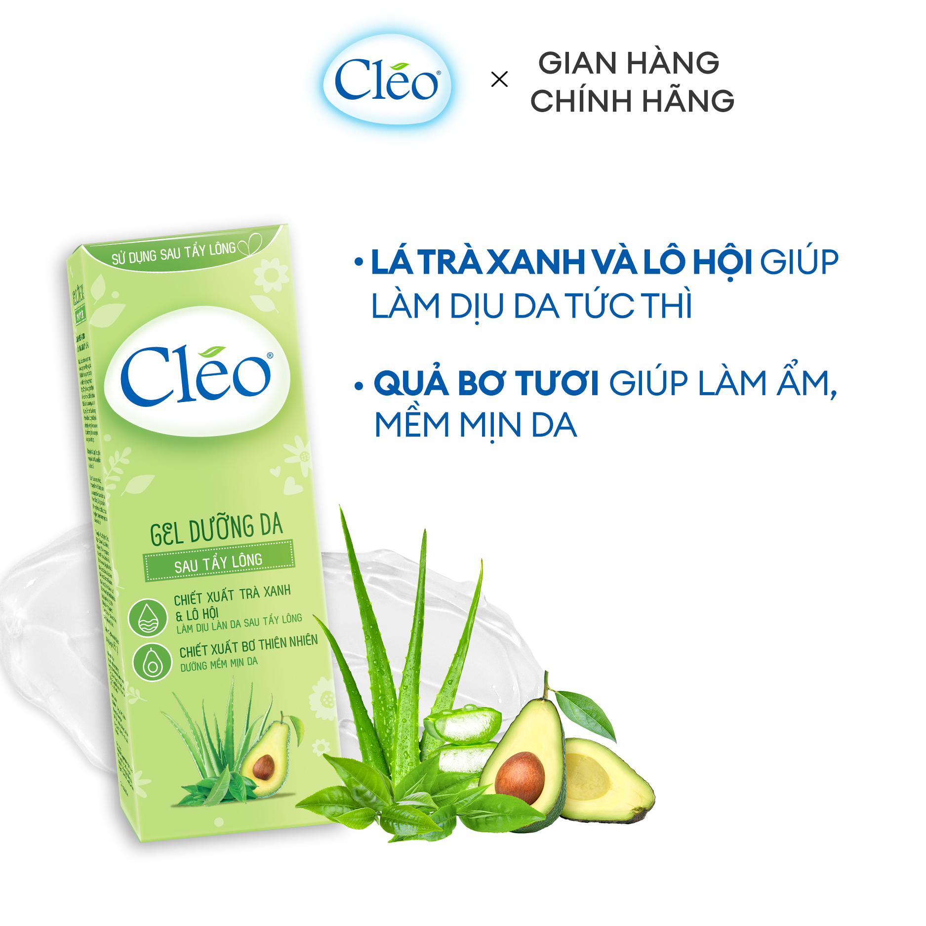 Mô tả Gel dưỡng da sau tẩy lông Cléo 20g - dưỡng ẩm và dịu da sau tẩy lông - 2