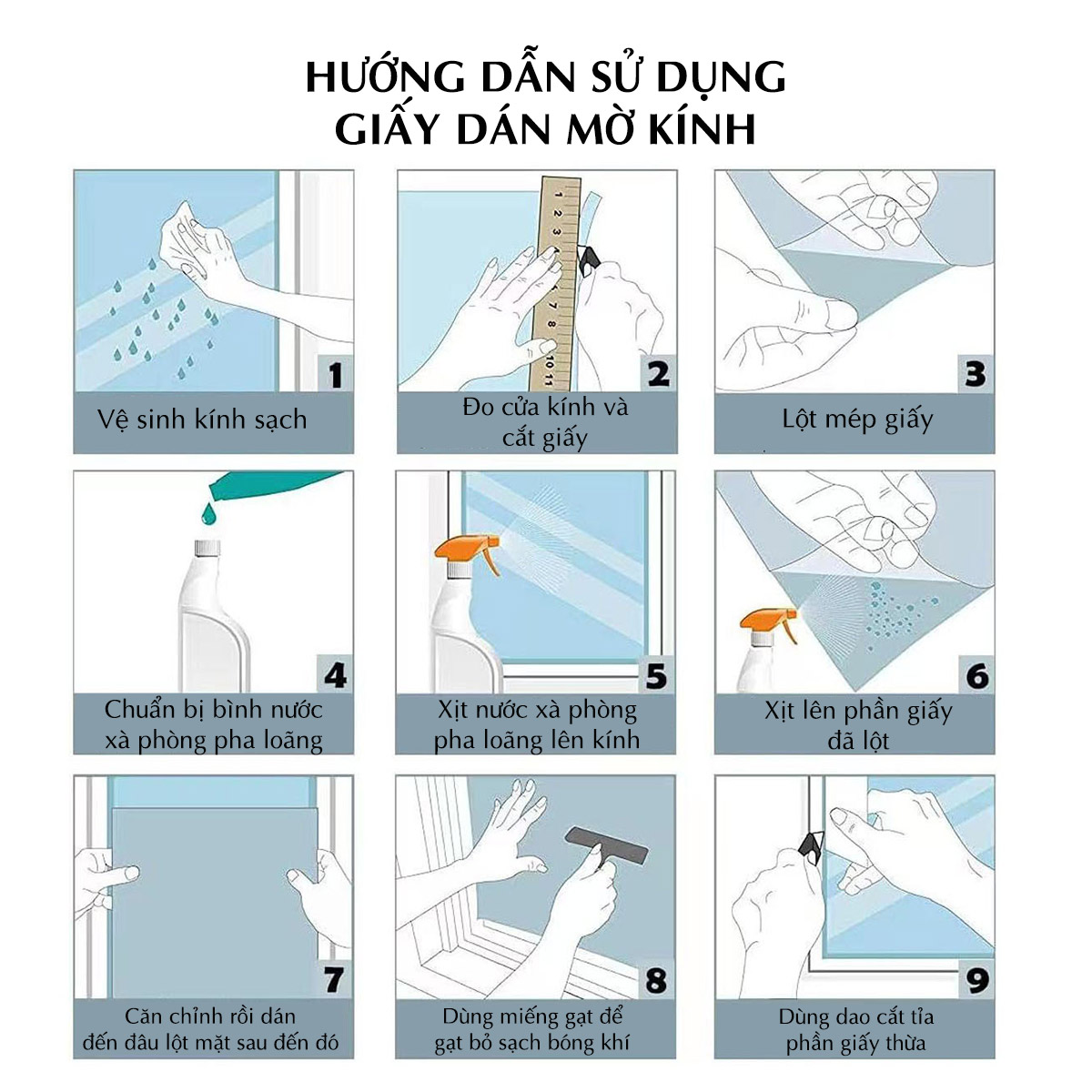 Hướng dẫn sử dụng giấy dán mờ kính