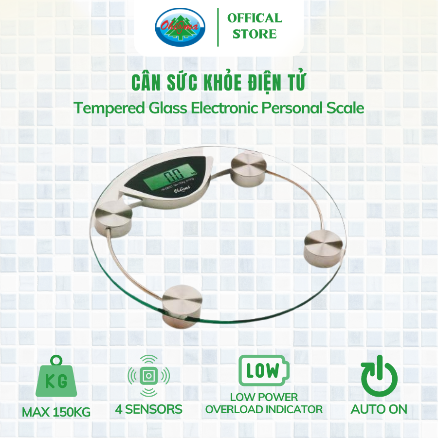 Mô tả Cân Sức Khỏe Điện Tử Cá Nhân Kính Cường Lực Ohiama Tempered Glass Electronic Personal Scale HM DB007 - 2