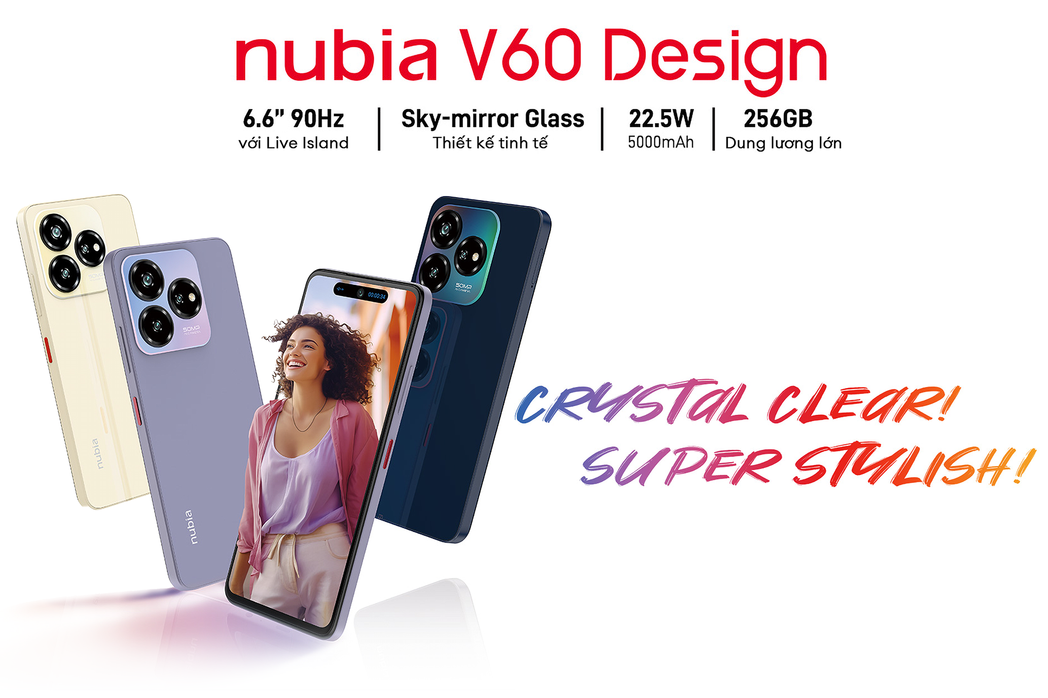 Mô tả [Livestream mã giảm 20%] Điện Thoại Nubia V60 Design | 16(6+10)GB/256GB | 6.6'' HD+ | Octa Core 1.6GHZ | 5000mAh 22.5W - 1