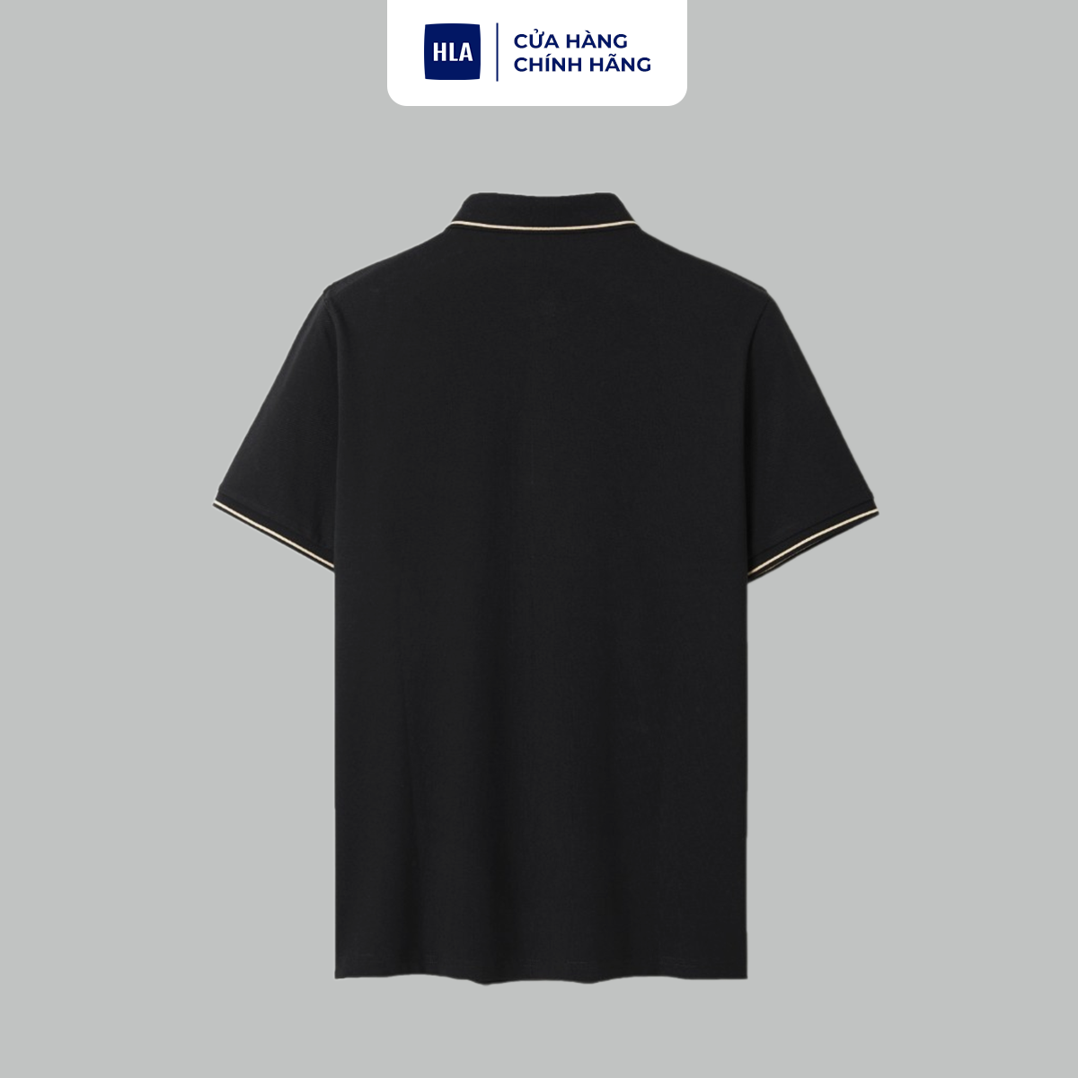 Mô tả Áo POLO nam HLA ngắn tay mềm mịn phối viền thêu logo rồng Dragon pattern neckline solid black POLO Shirt - 5