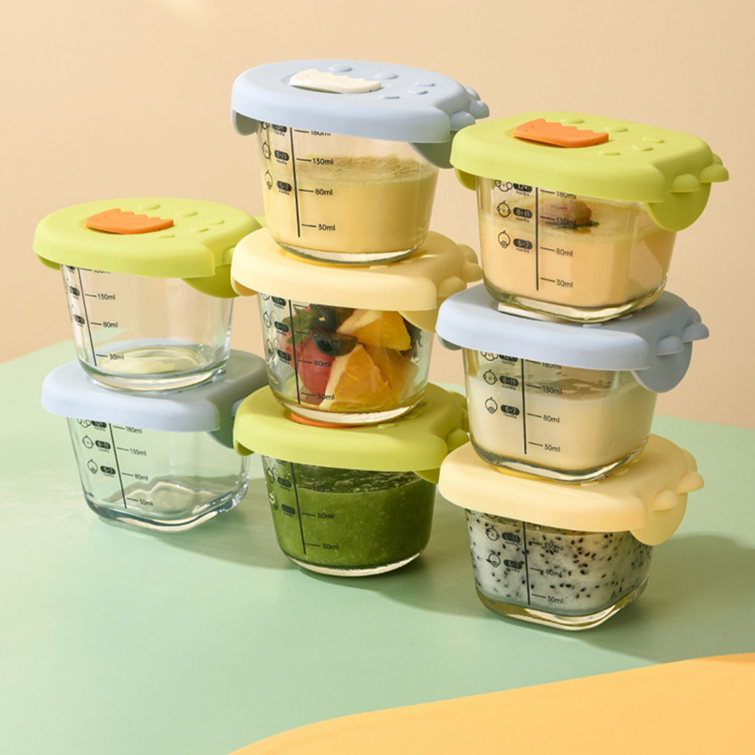 Mô tả Hộp Trữ Đồ Ăn Dặm Thủy Tinh KidsWorld Hình Khủng Long, Gấu Hộp Trữ Đông, Trữ Thức Ăn Cho Bé Nắp Silicone - 6
