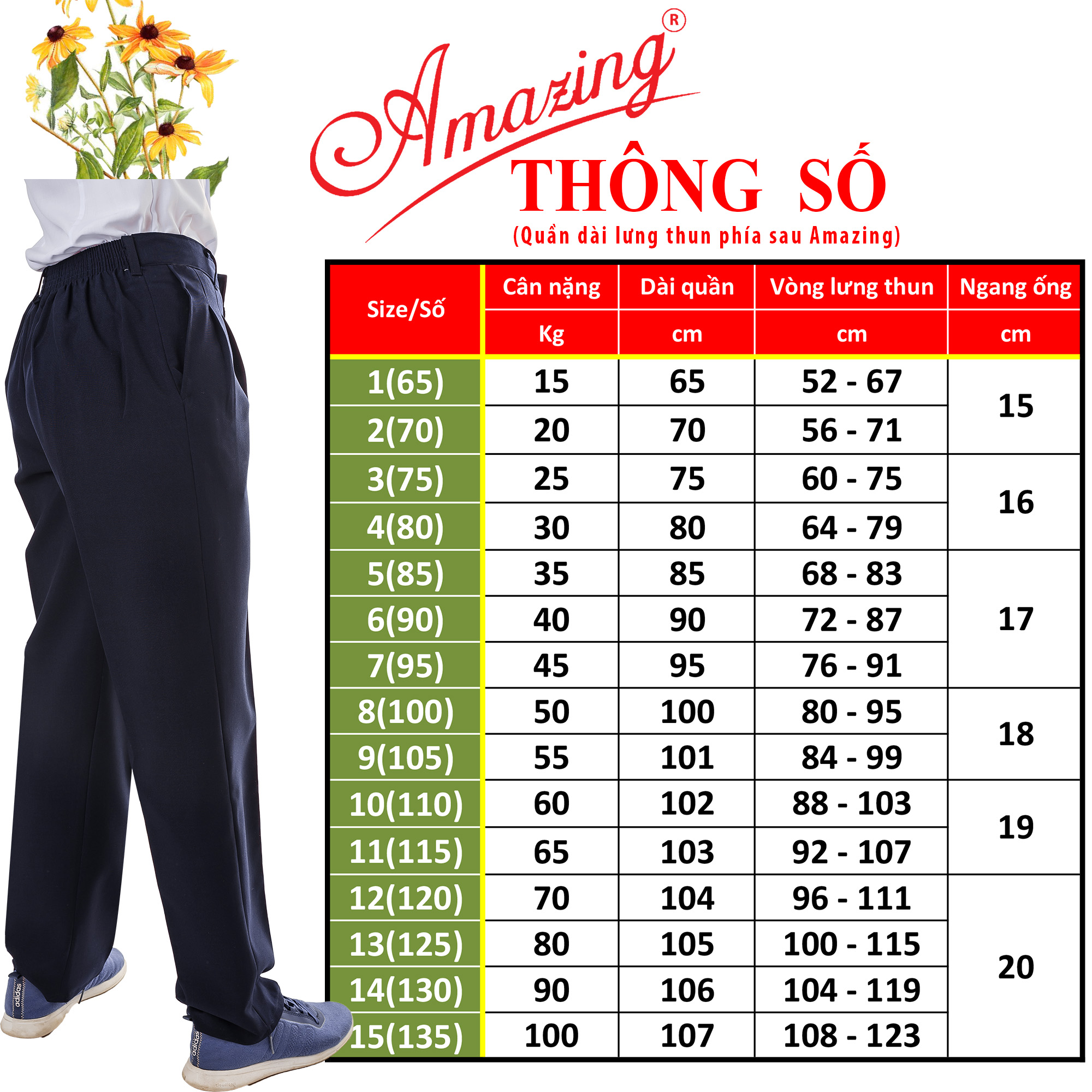 Mô tả Quần xanh học sinh lưng thun, đồng phục đi học, xếp 2 ly, dây kéo,form rộng, từ 20 đến 95kg, AMAZING - 1
