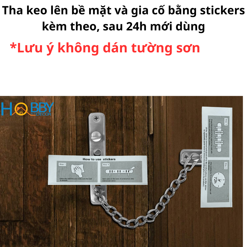 Mô tả Chốt cửa dây xích an toàn cho phòng ngủ inox 304 HOBBY Home Decor KLC - 4