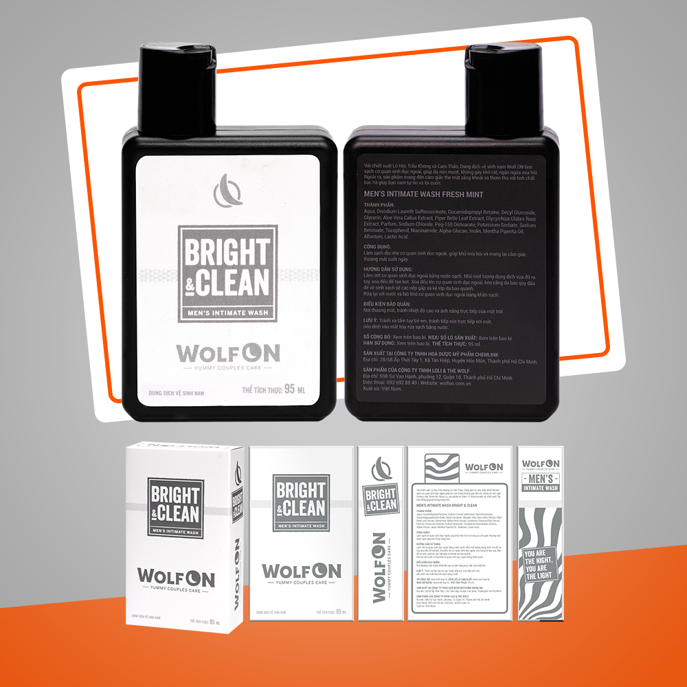 Mô tả Dung Dịch Vệ Sinh Nam Giới Wolf ON Bright & Clean Dưỡng Sáng 1% Niacinamide Sạch Thơm Nam Tính 95ml - 4