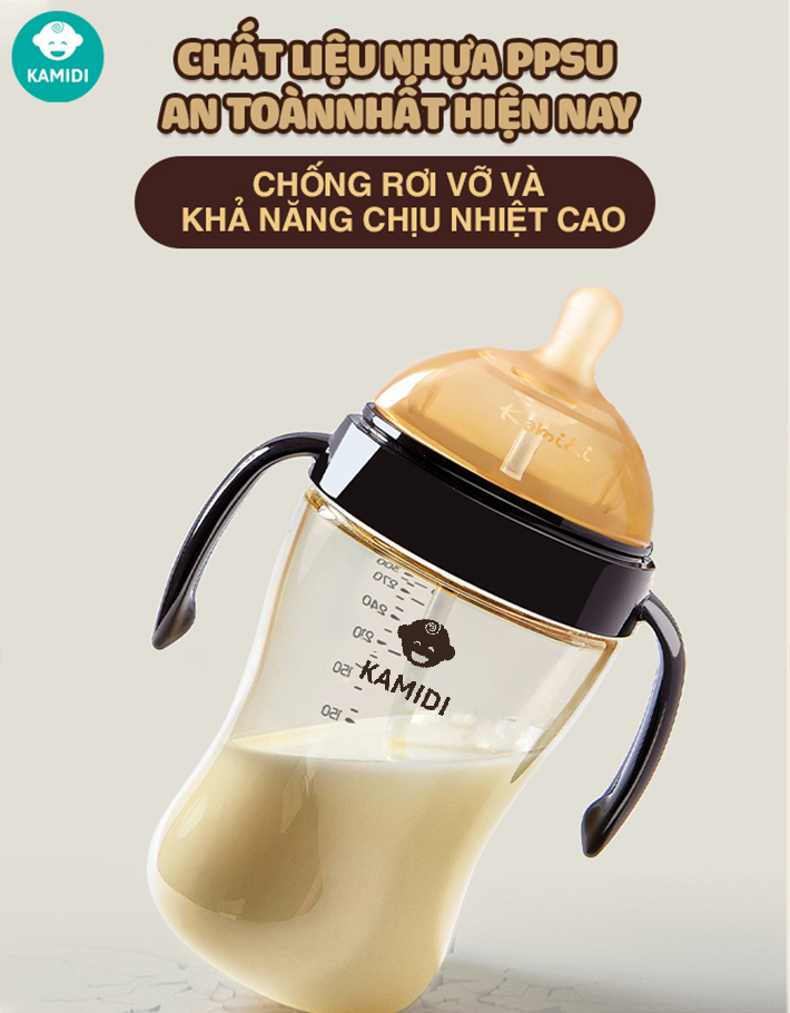 Mô tả Bình Sữa Kamidi Chất Liệu PPSU Cao Cấp An Toàn Cho Bé Sơ Sinh Chống Sặc Và Đầy Hơi Hiệu Quả Bé Ti Được Mọi Tư Thế - 2