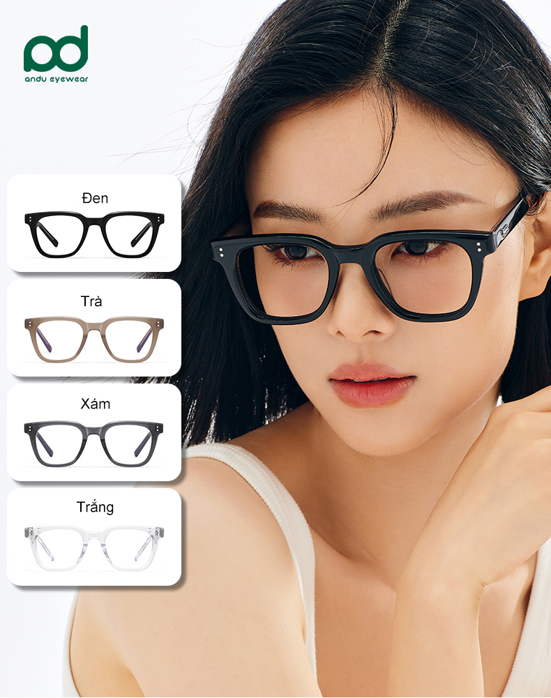 Mô tả Gọng kính cận thời trang nam nữ ANDU EYEWEAR dáng vuông chống tia UV chất liệu nhựa cao cấp - 9136 - 1