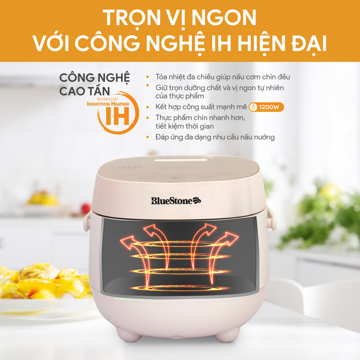 Mô tả Nồi Cơm Điện Tử Cao Tần BlueStone RCB-5981 - 1.2 Lít - 1200W - 6