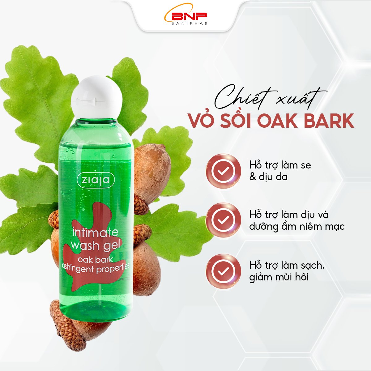 Mô tả Dung dịch vệ sinh phụ nữ Intimate ZIAJA Vỏ sồi giúp cân bằng độ pH, dưỡng ẩm sâu, làm dịu nhẹ, se khít 200ml - 1