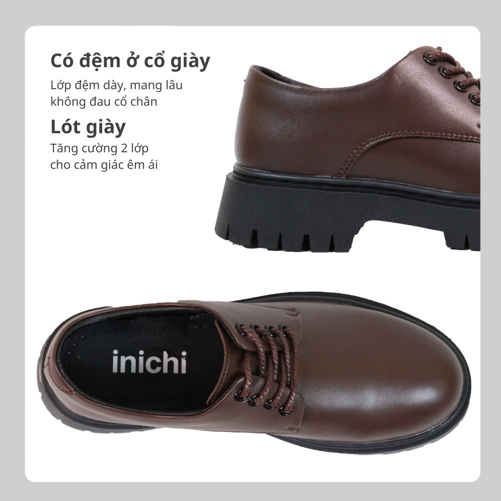 Mô tả Giày chunky derby da cột dây thời trang INICHI G1112 da lì đế chunky thời trang - 6